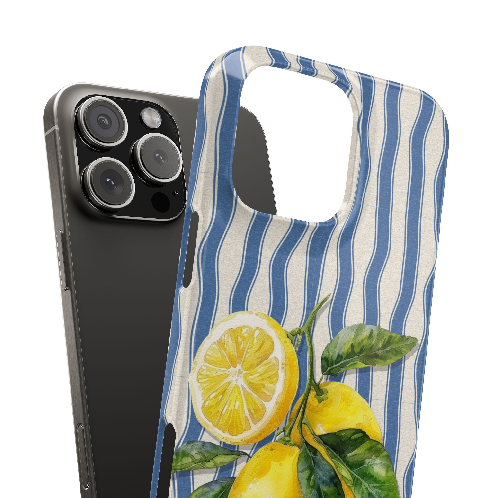 Lemon Stripe Slim Phone Case – Hand-Painted Citrus Design