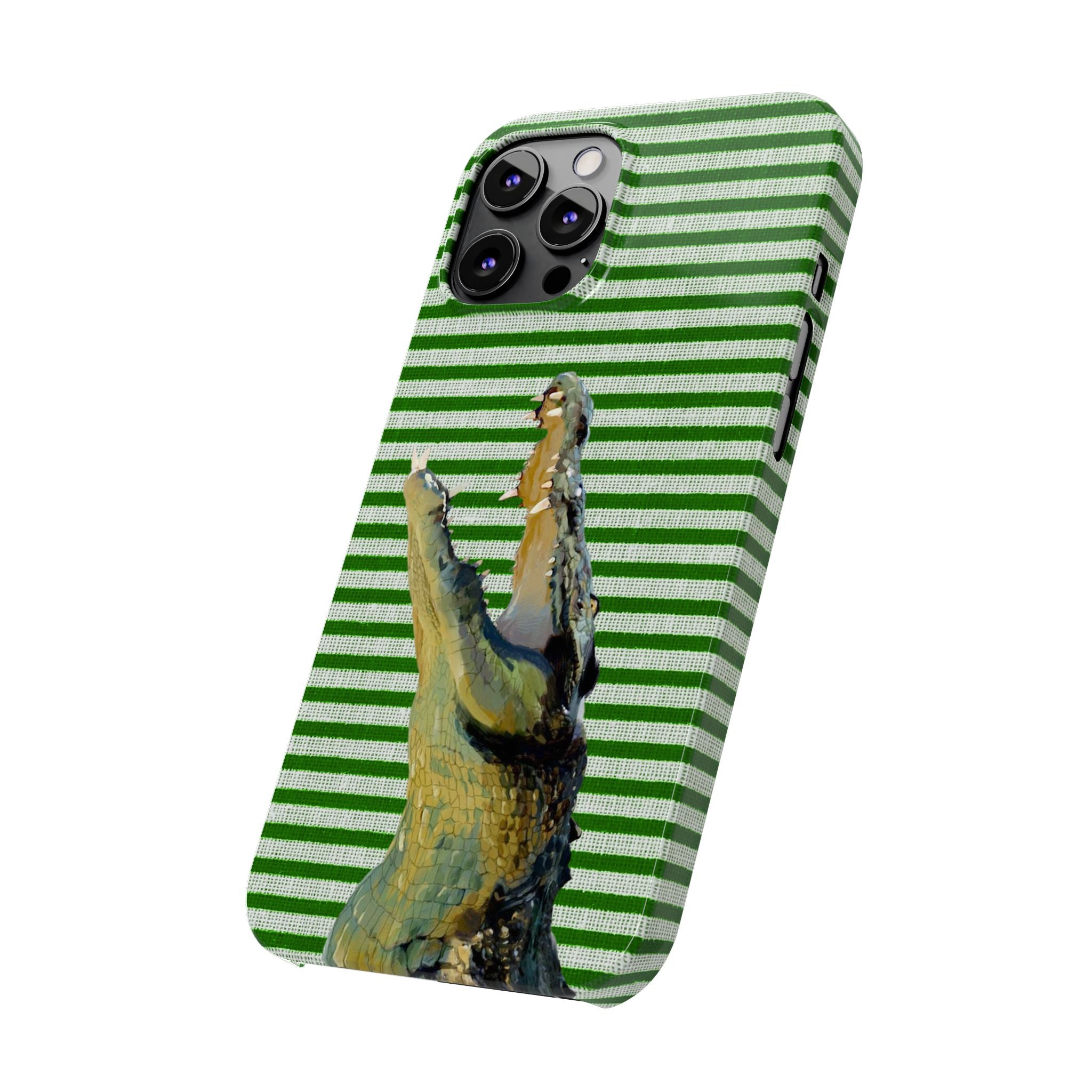 Alligator Stripes Slim Phone Case — Green Striped Gator Design