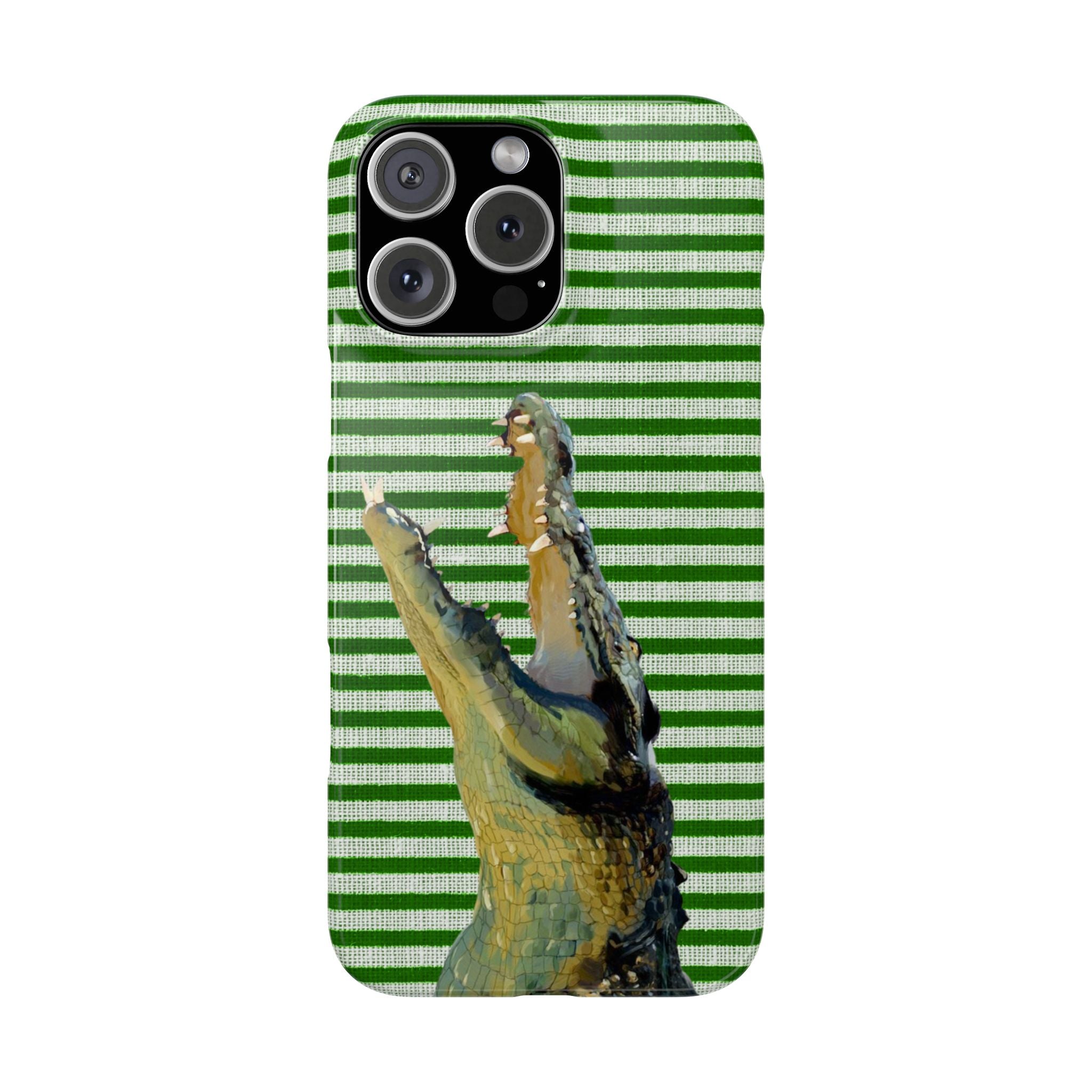Alligator Stripes Slim Phone Case — Green Striped Gator Design