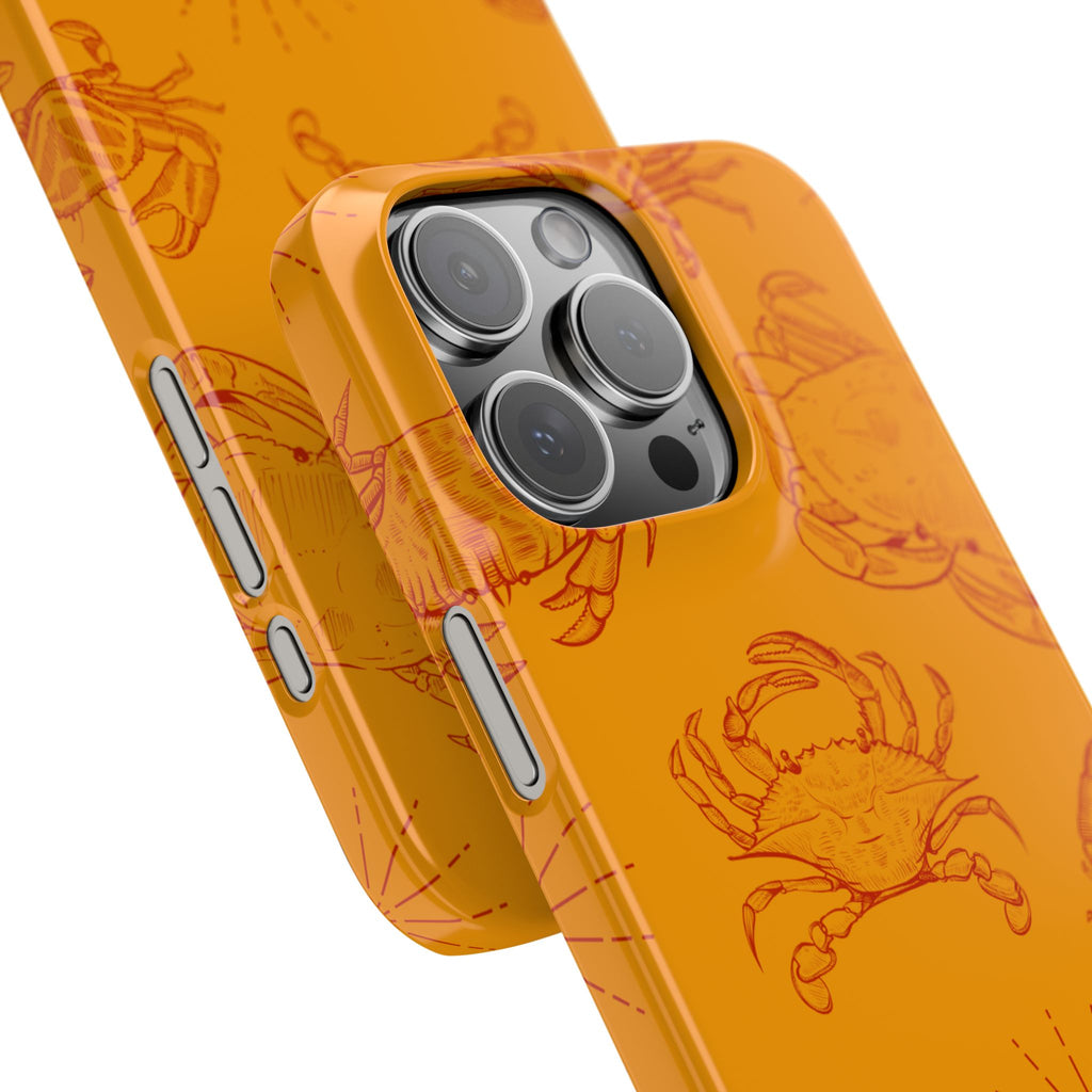 Crab Pattern Slim Phone Case — Orange Nautical Beach Vibe