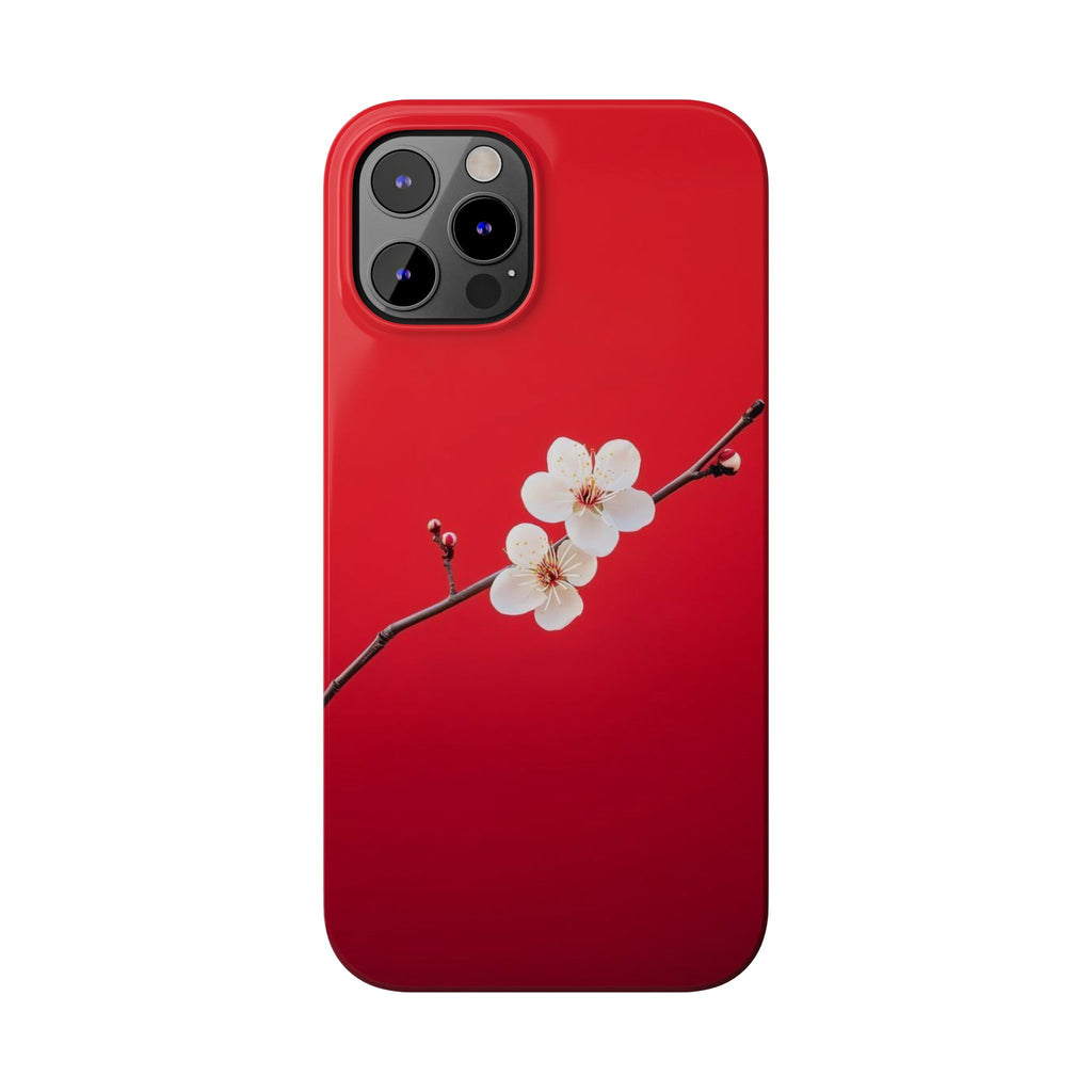 Minimal Red Sakura Blossom Design