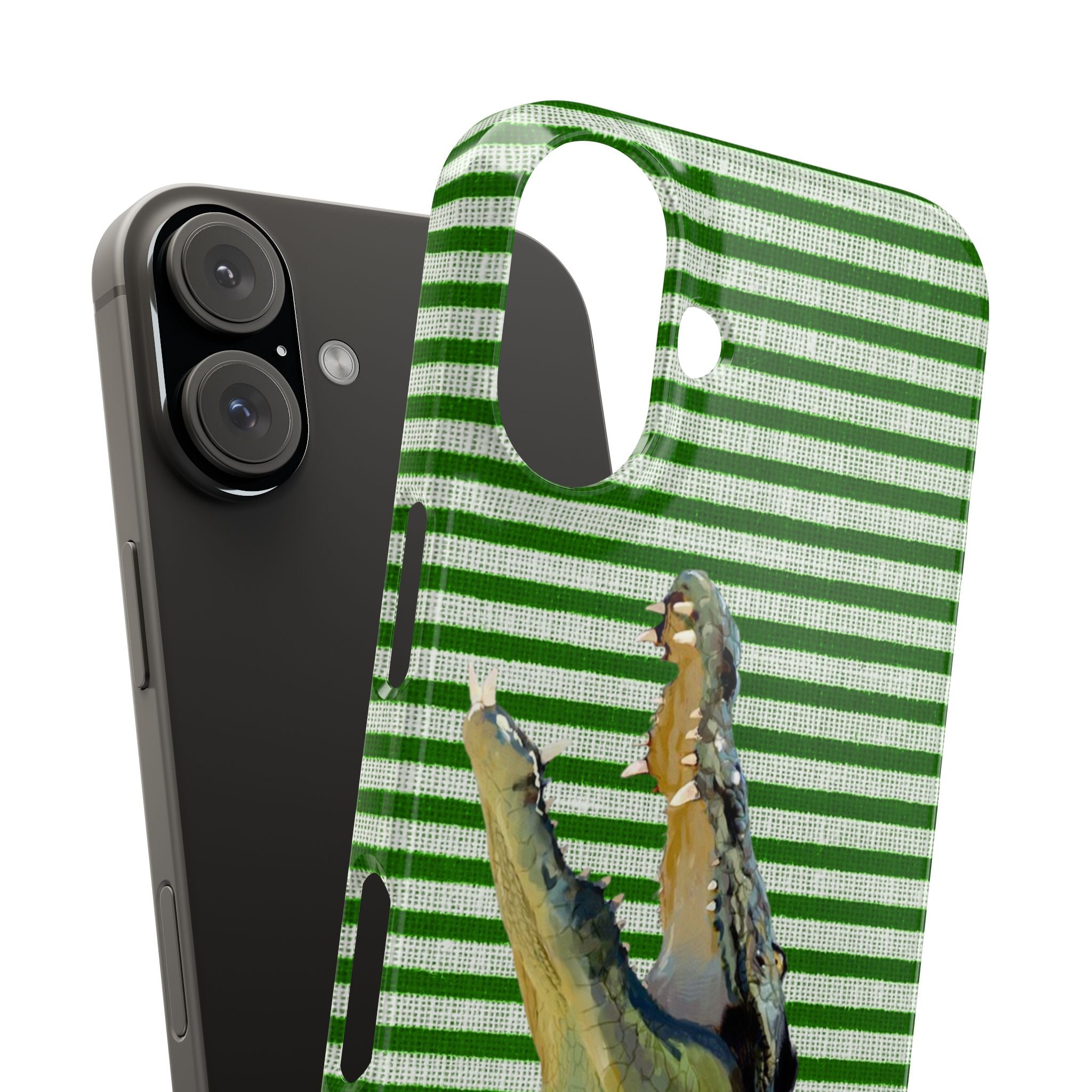 Alligator Stripes Slim Phone Case — Green Striped Gator Design
