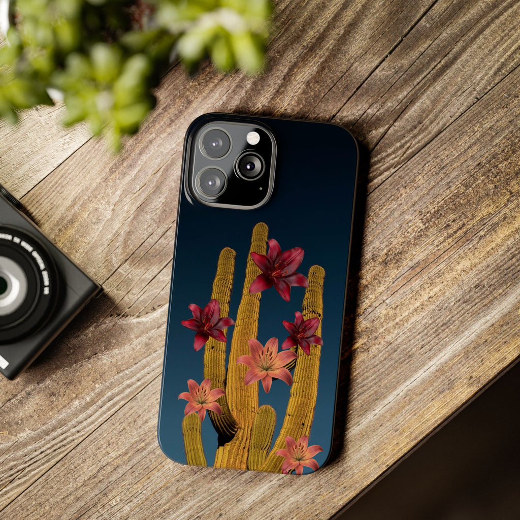 Cactus Bloom Slim Phone Case — Desert Floral Night Design