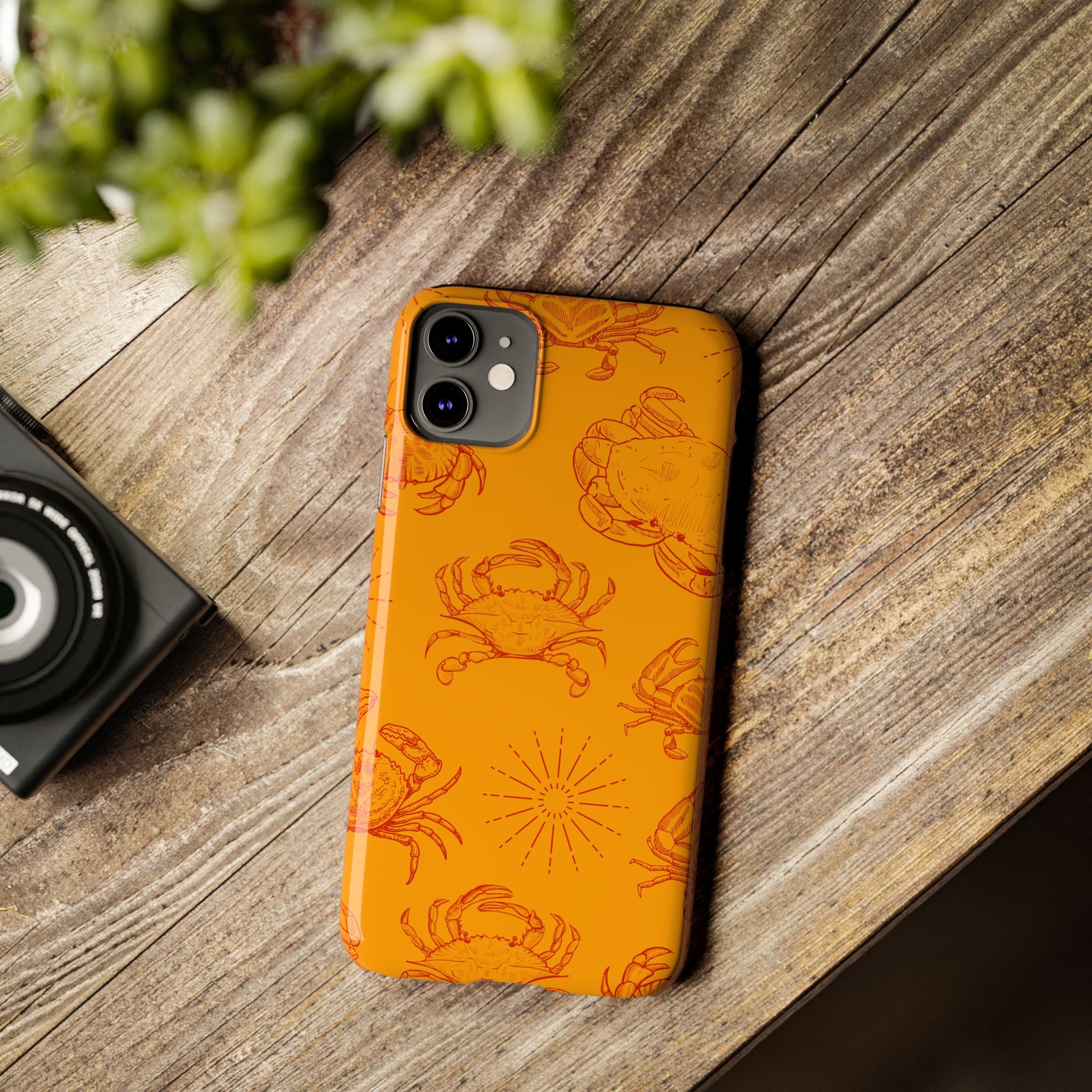 Crab Pattern Slim Phone Case — Orange Nautical Beach Vibe