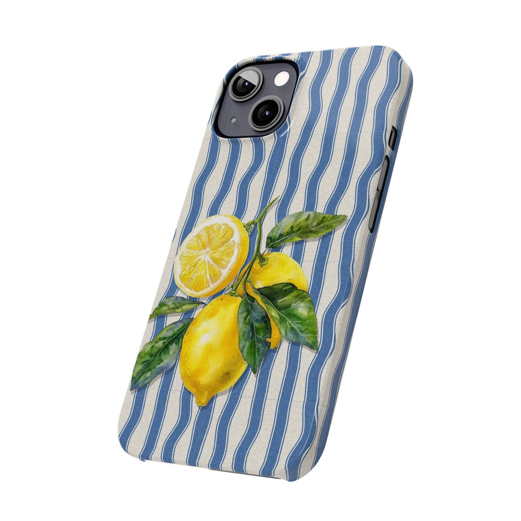 Lemon Stripe Slim Phone Case – Hand-Painted Citrus Design