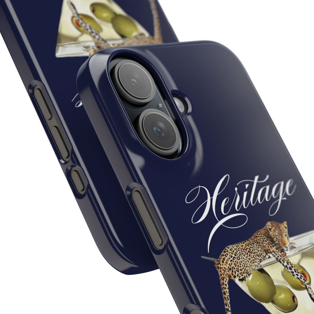 Heritage Cheetah Martini Slim Phone Case — Floral Cocktail Design