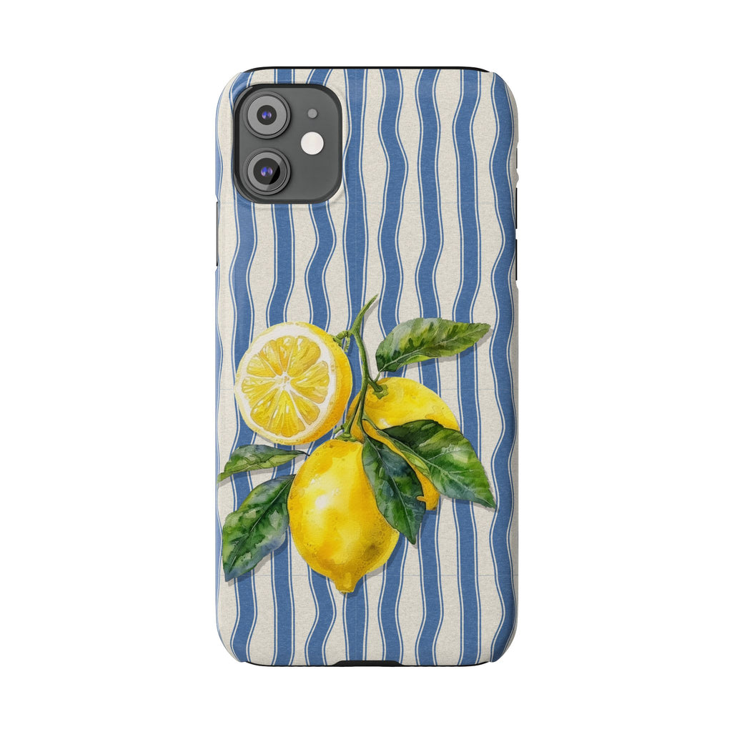 Lemon Stripe Slim Phone Case – Hand-Painted Citrus Design