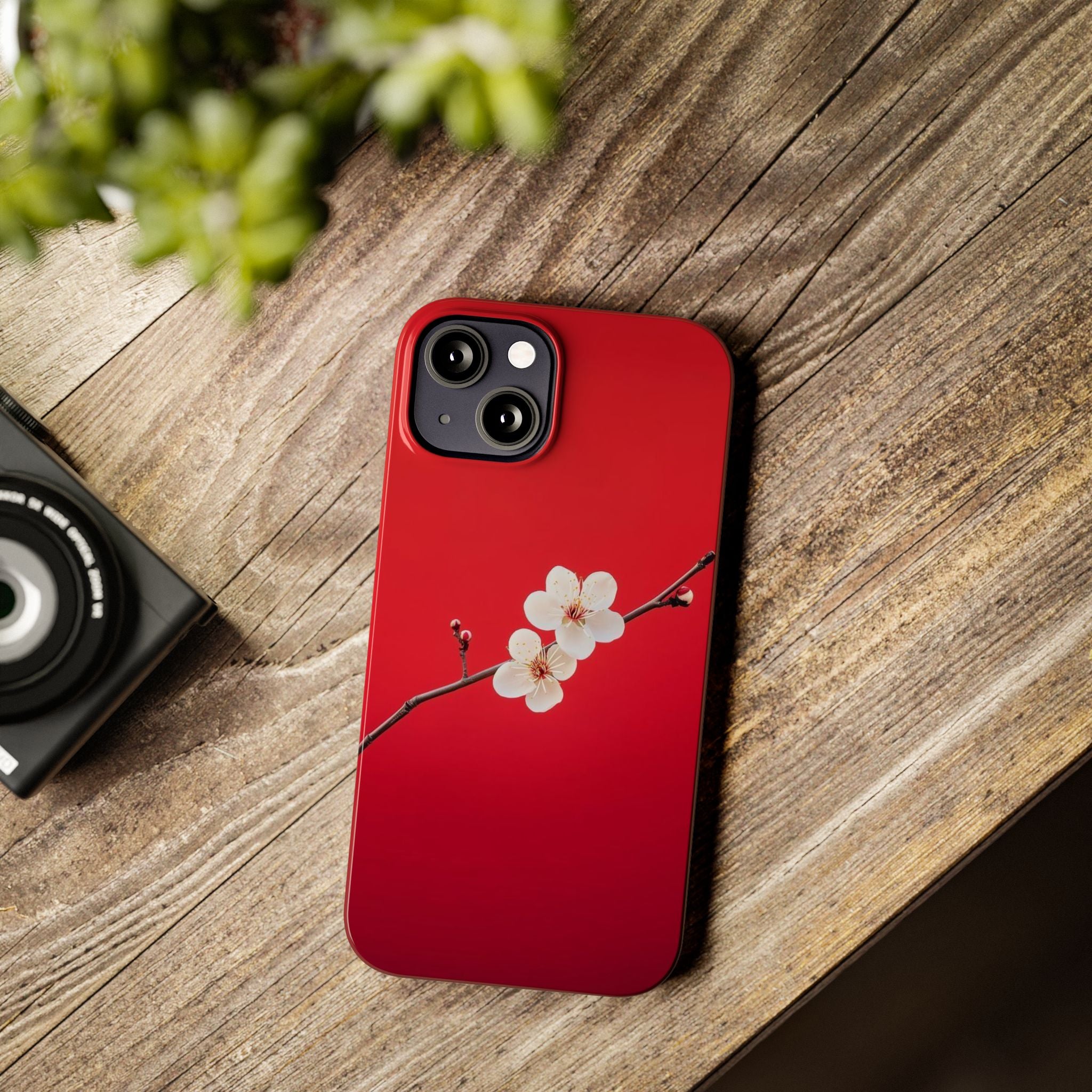 Minimal Red Sakura Blossom Design
