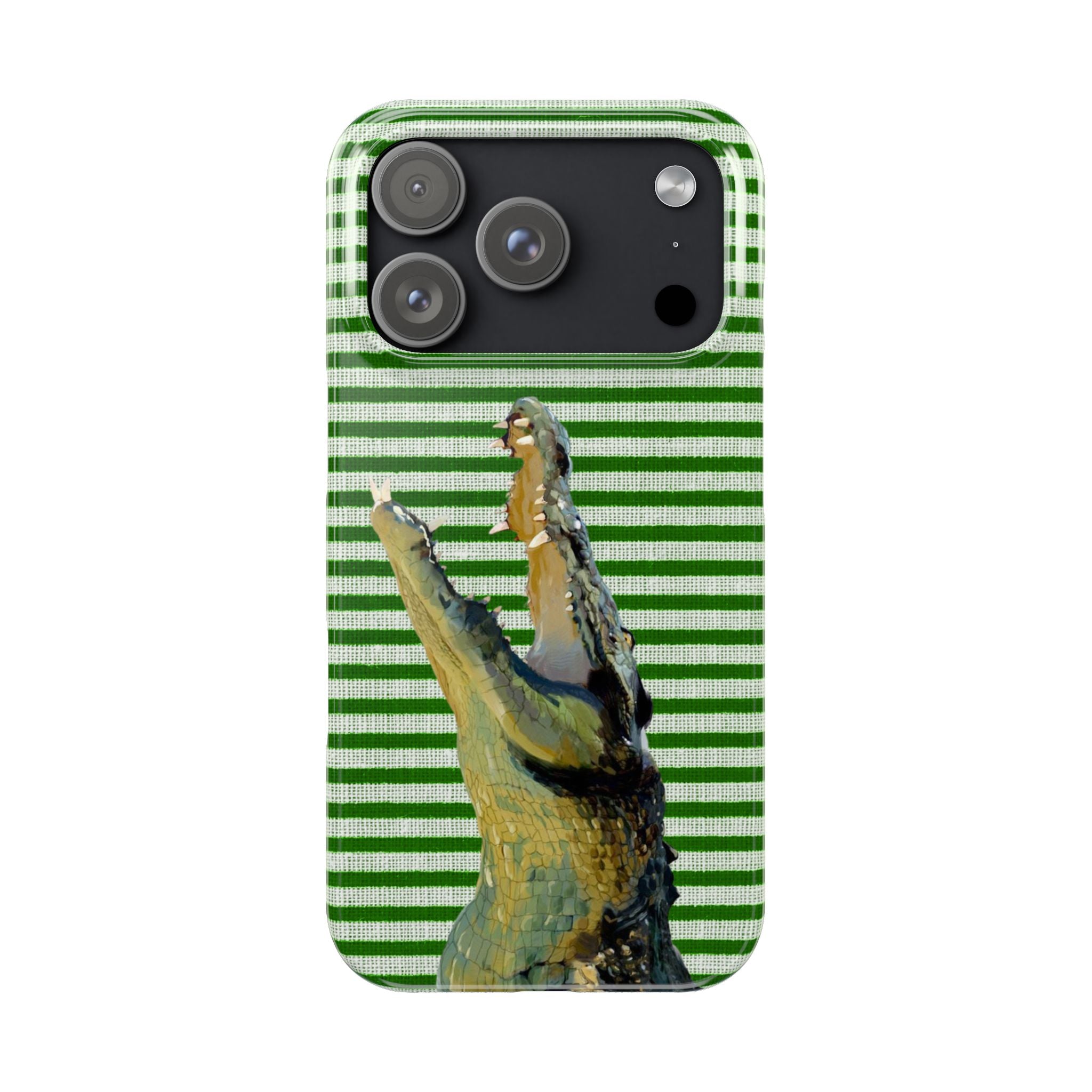 Alligator Stripes Slim Phone Case — Green Striped Gator Design