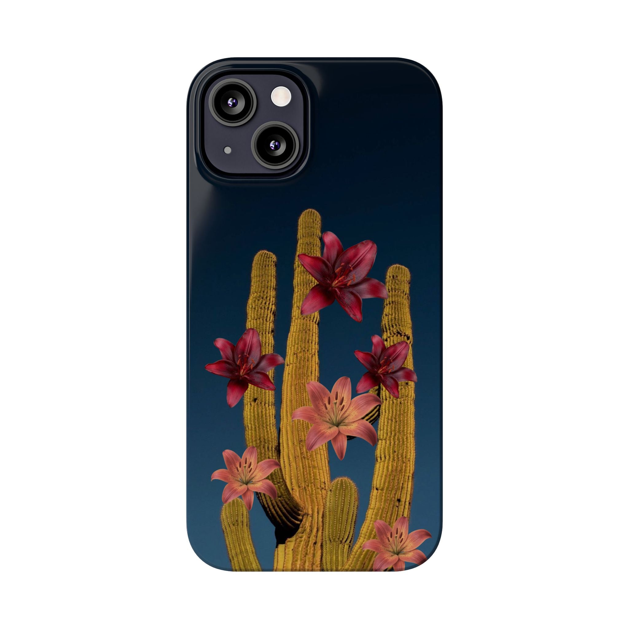 Cactus Bloom Slim Phone Case — Desert Floral Night Design