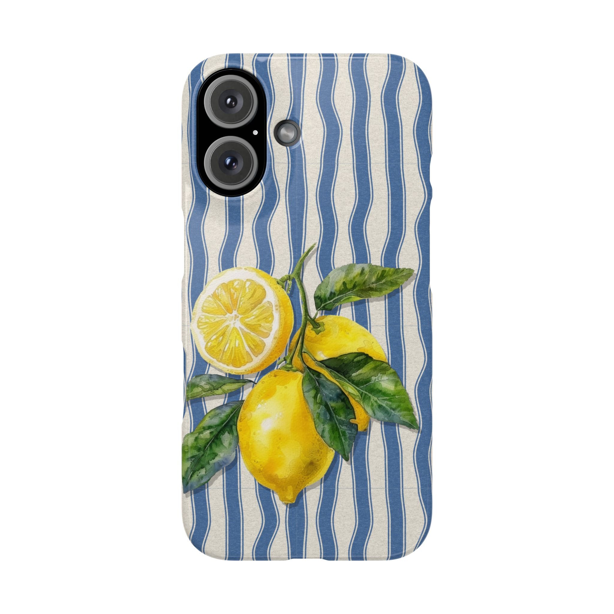 Lemon Stripe Slim Phone Case – Hand-Painted Citrus Design