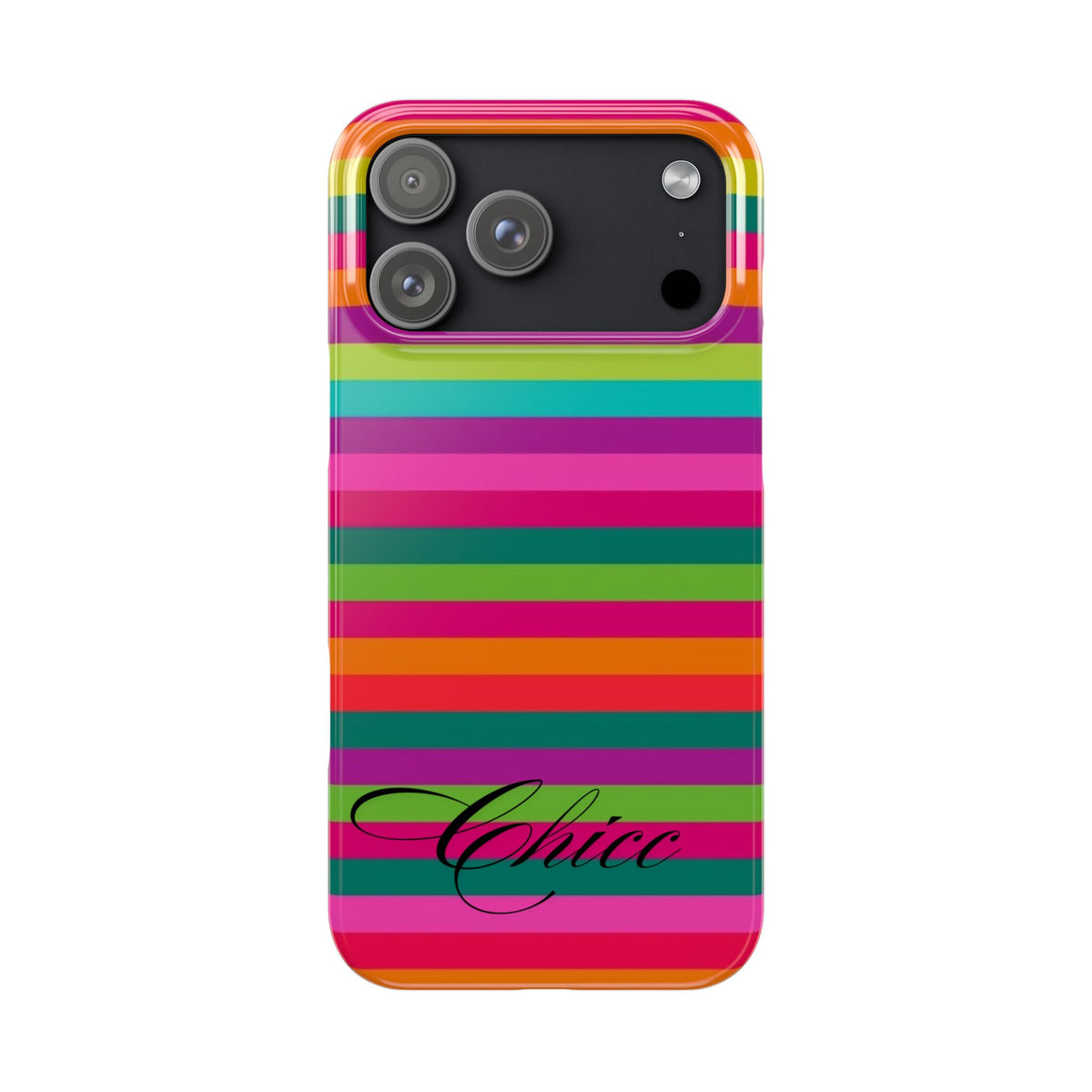 Chic Stripes Slim Phone Case — Colorful Rainbow Stripe Monogram Phone Cover
