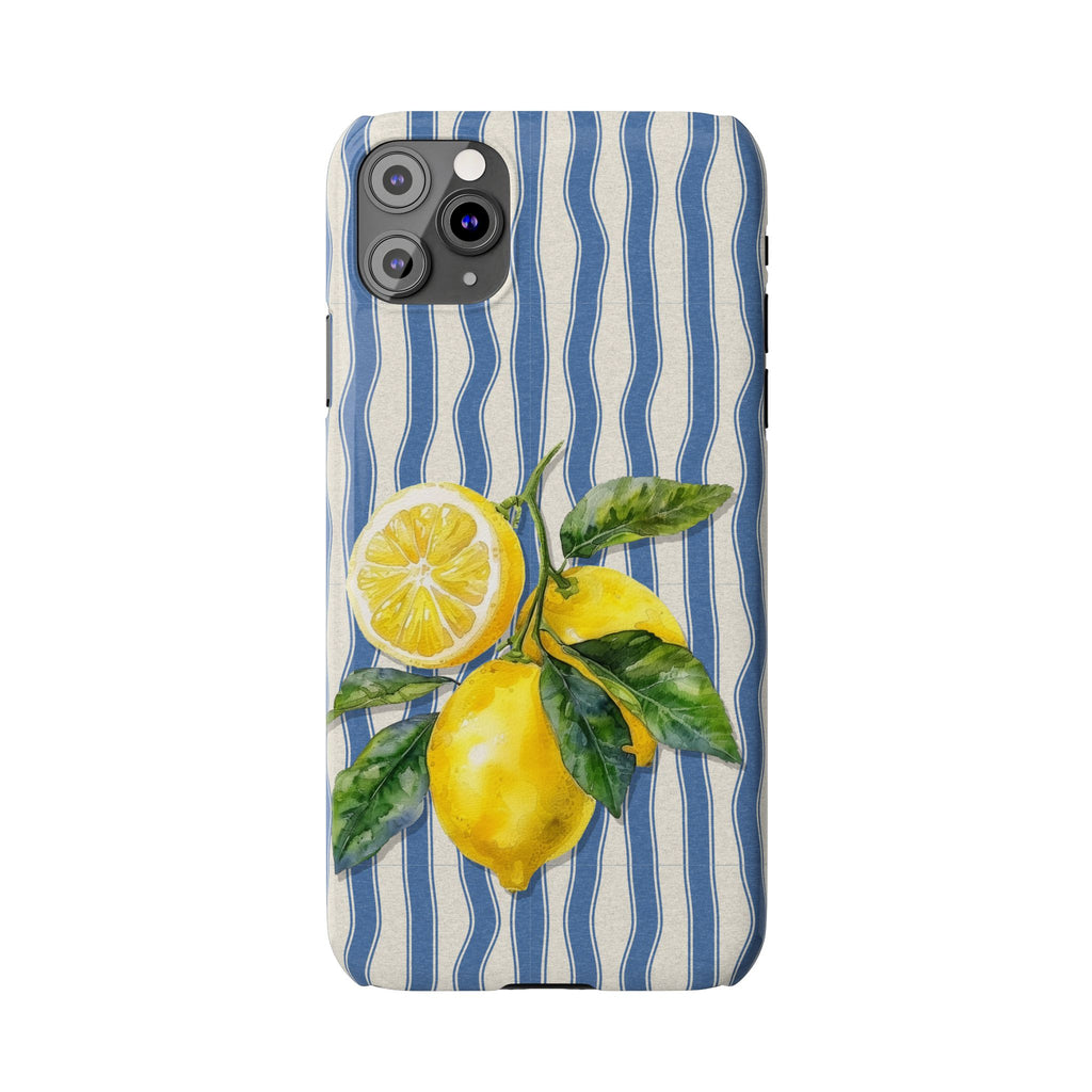 Lemon Stripe Slim Phone Case – Hand-Painted Citrus Design