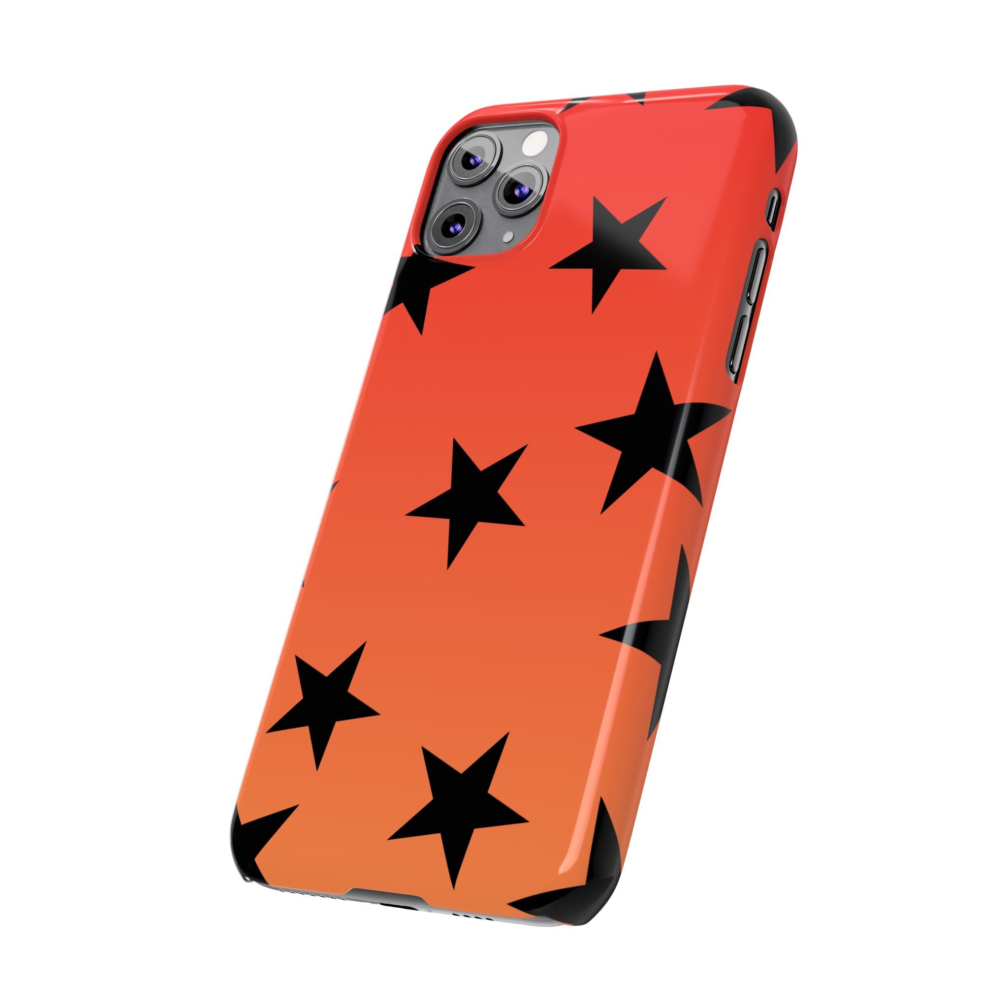 Star Pattern Slim Phone Case — Gradient Orange Red with Black Stars
