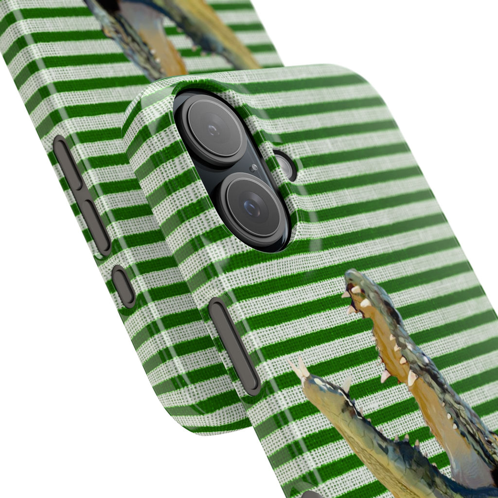 Alligator Stripes Slim Phone Case — Green Striped Gator Design
