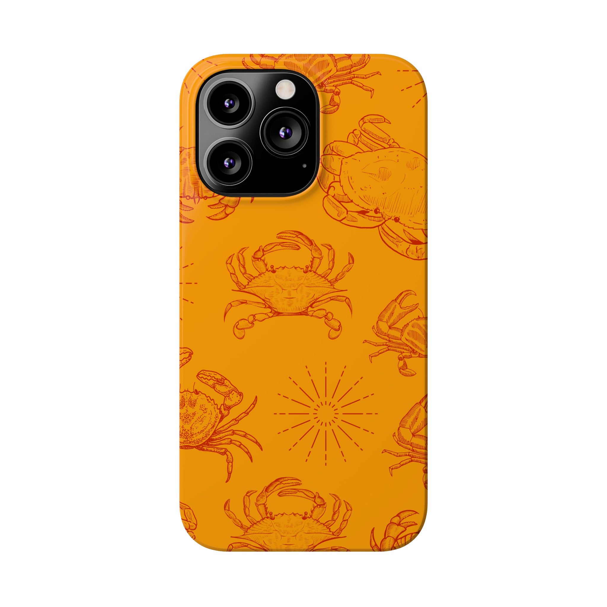 Crab Pattern Slim Phone Case — Orange Nautical Beach Vibe