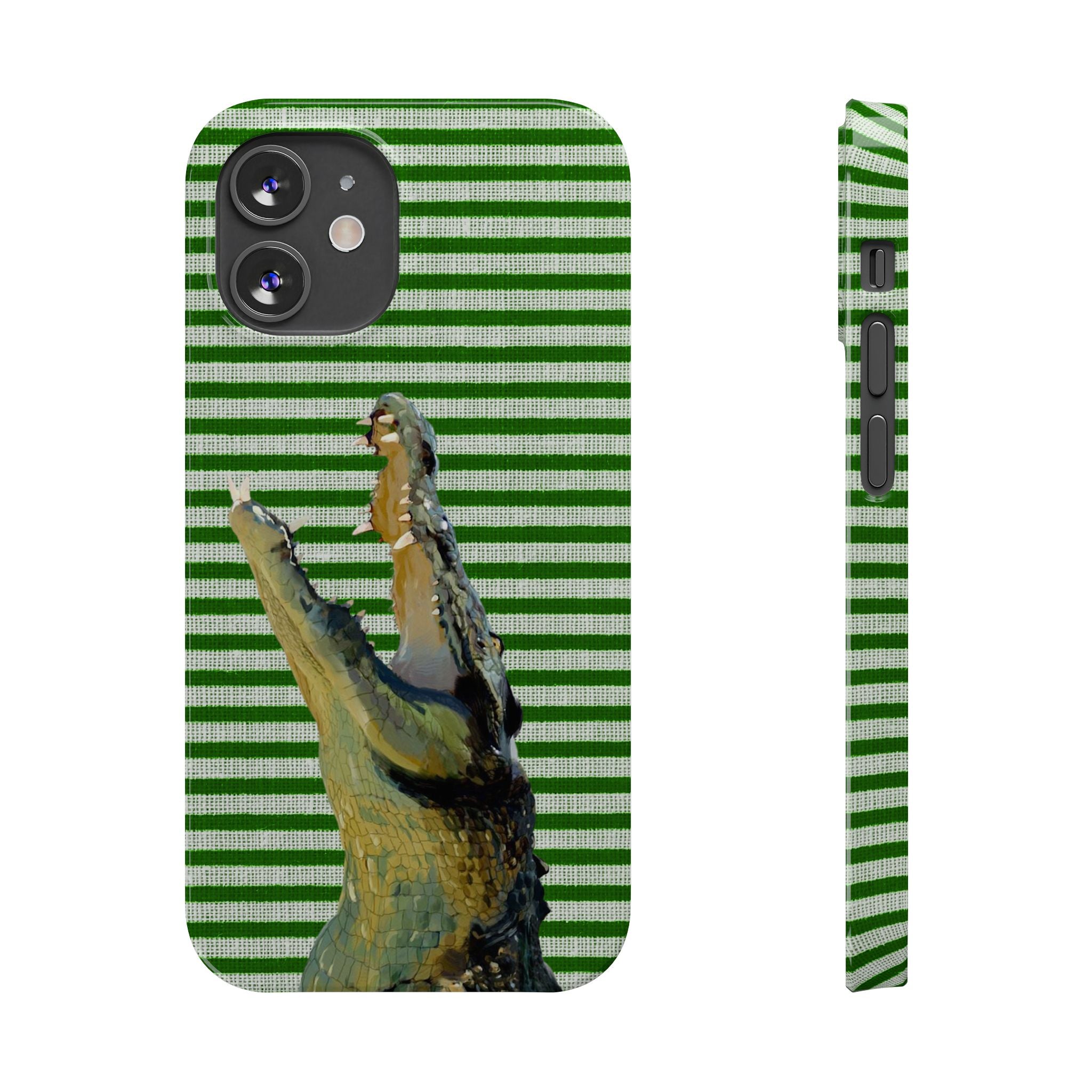 Alligator Stripes Slim Phone Case — Green Striped Gator Design