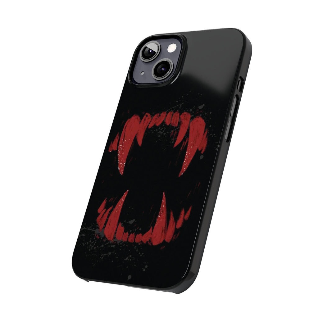 Vampire Fangs Slim Phone Case — Gothic Red Bite Design