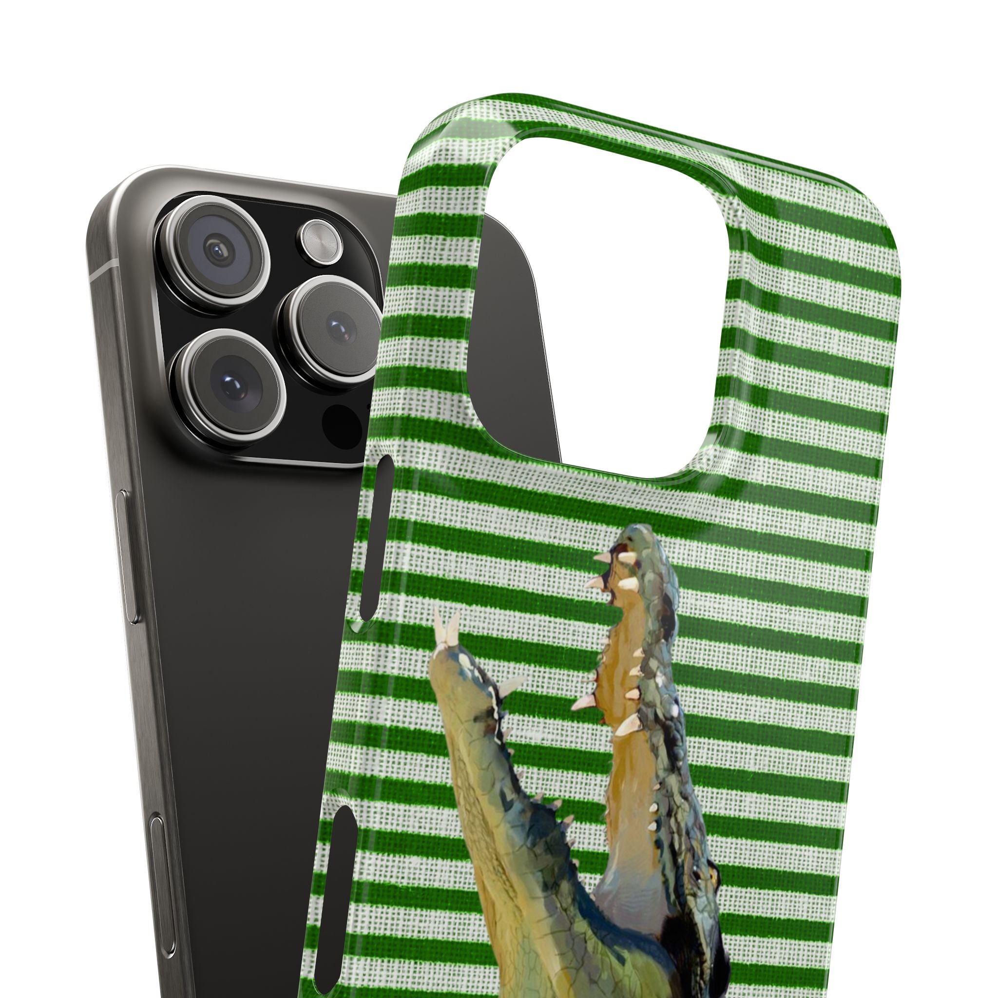 Alligator Stripes Slim Phone Case — Green Striped Gator Design