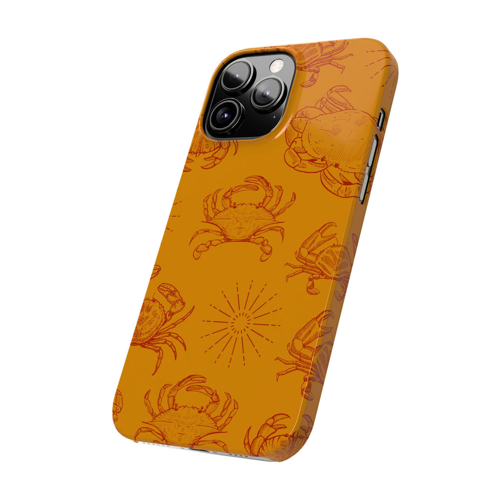 Crab Pattern Slim Phone Case — Orange Nautical Beach Vibe