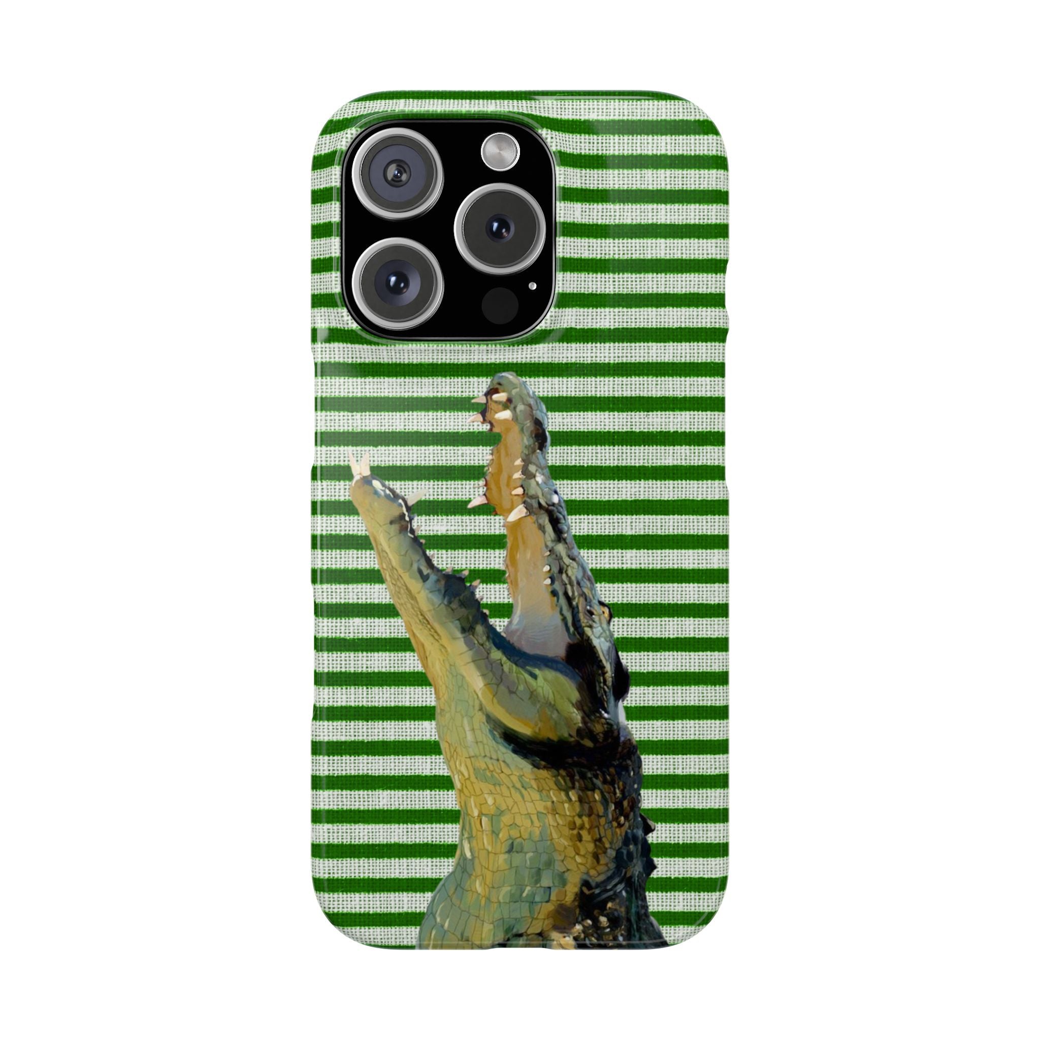 Alligator Stripes Slim Phone Case — Green Striped Gator Design