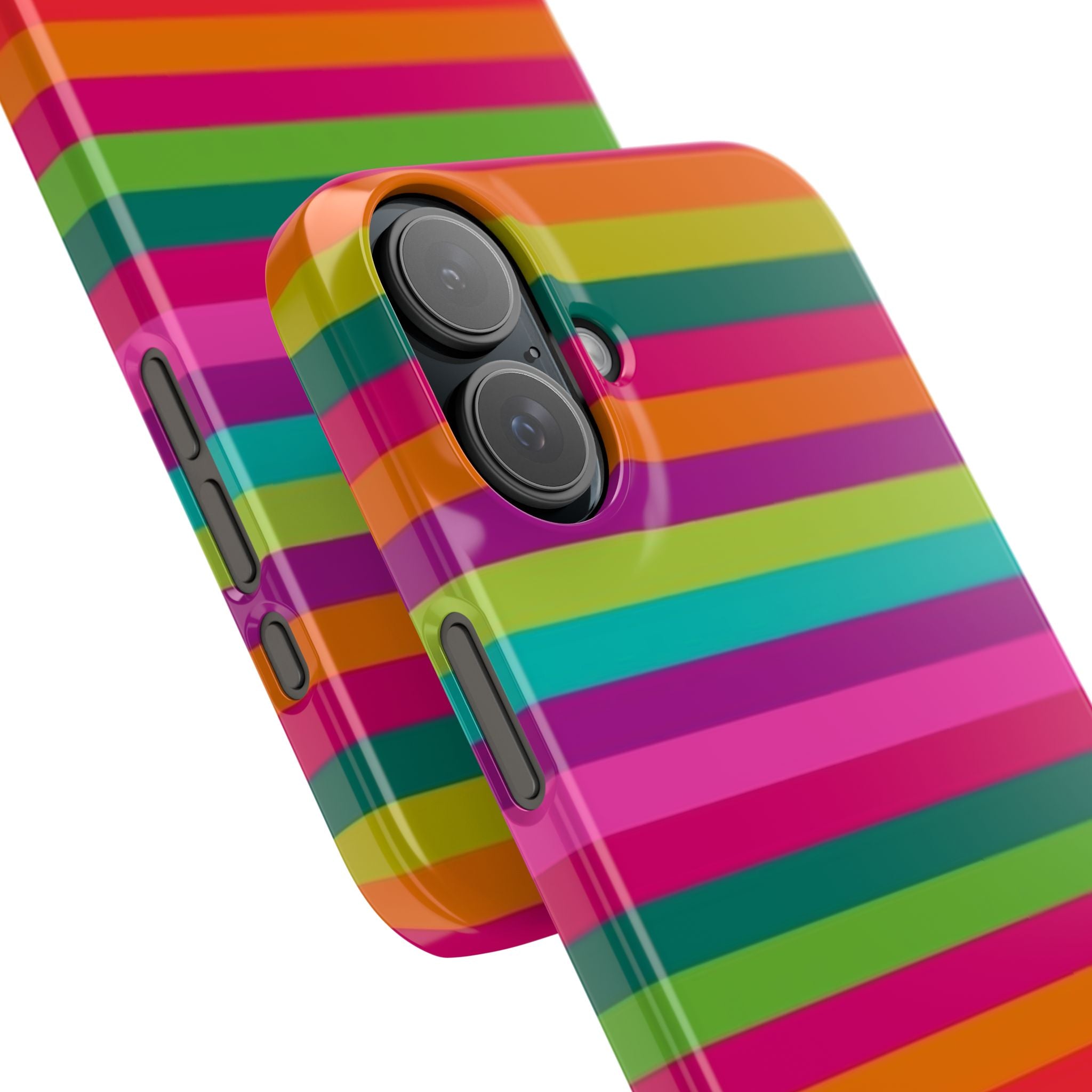 Chic Stripes Slim Phone Case — Colorful Rainbow Stripe Monogram Phone Cover