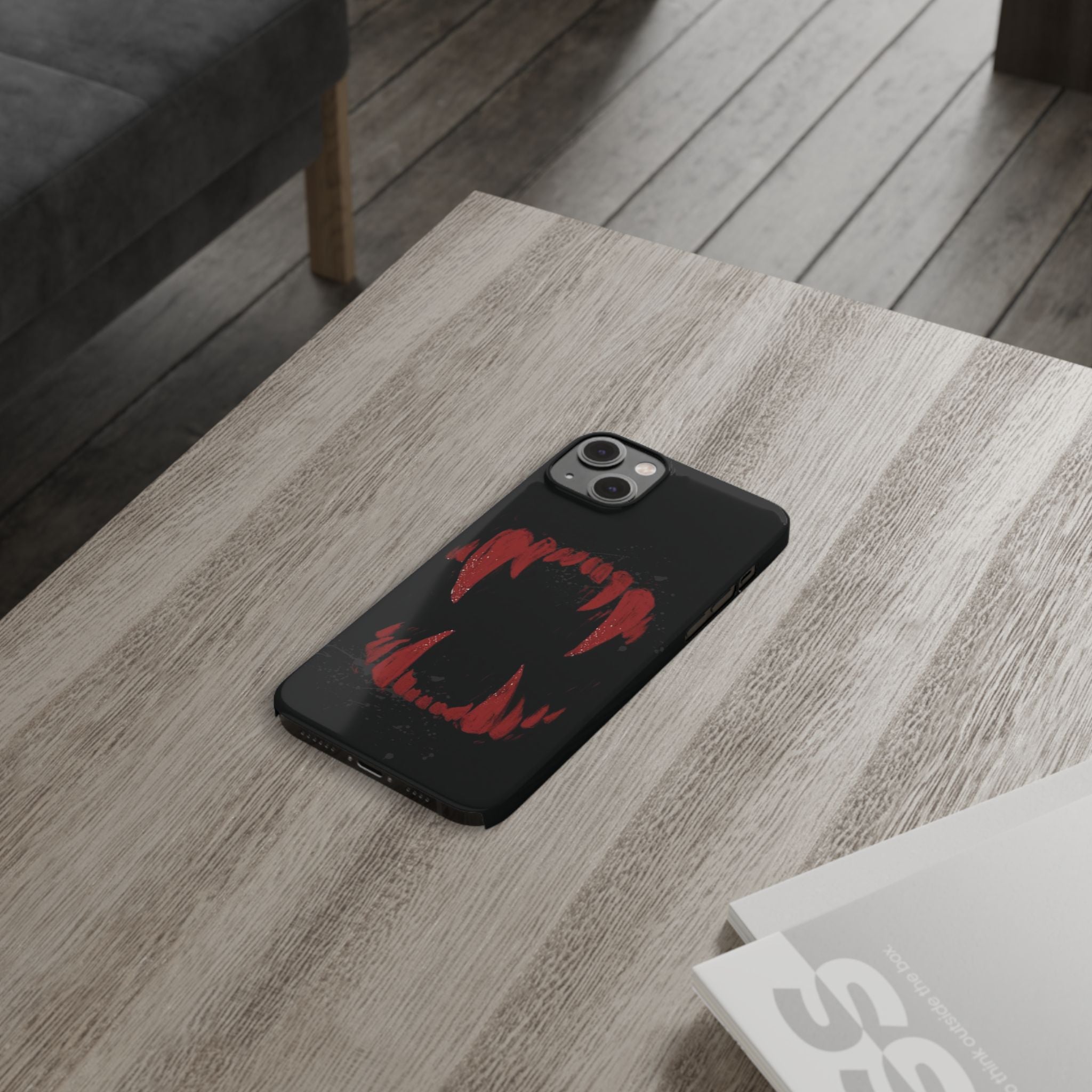 Vampire Fangs Slim Phone Case — Gothic Red Bite Design