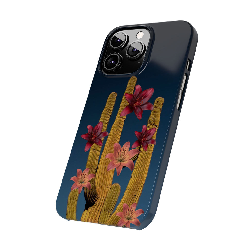 Cactus Bloom Slim Phone Case — Desert Floral Night Design