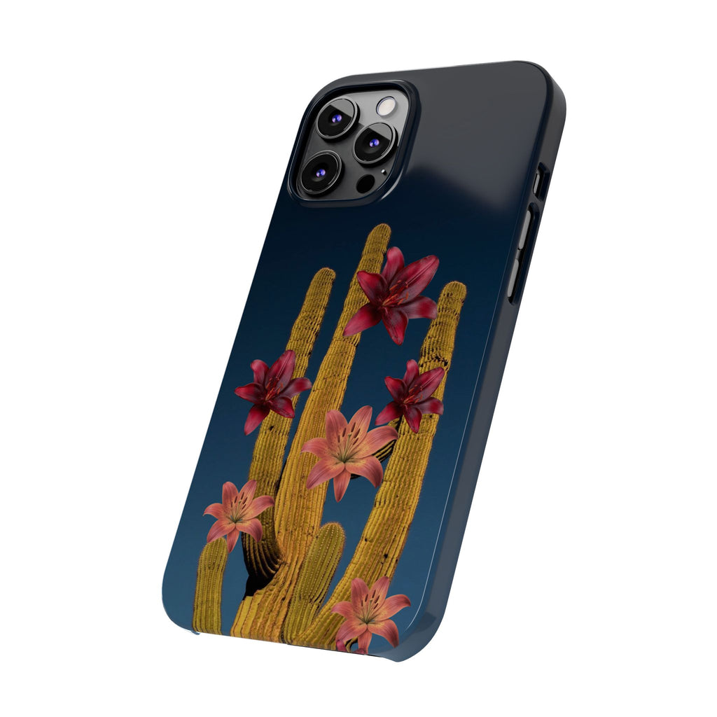 Cactus Bloom Slim Phone Case — Desert Floral Night Design