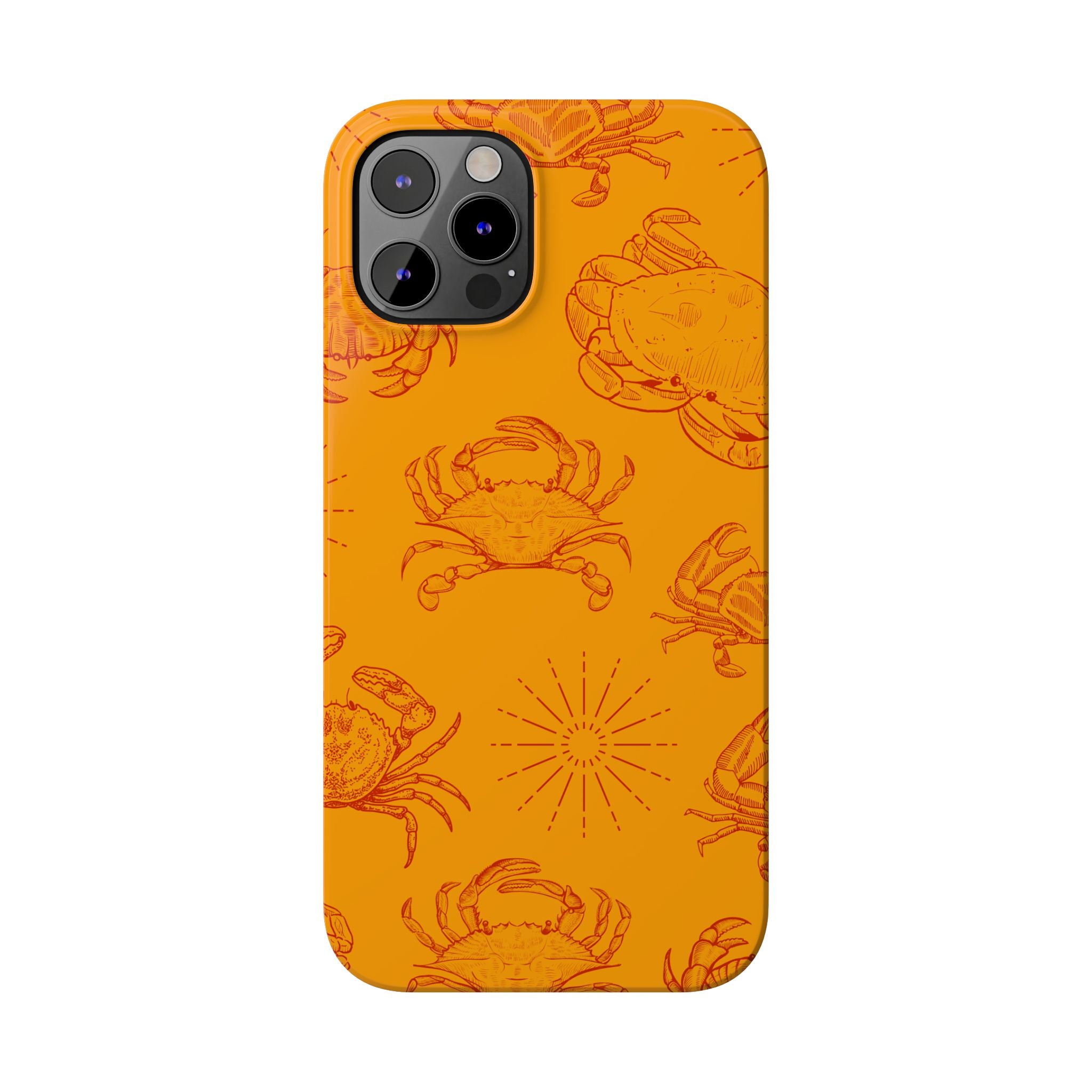 Crab Pattern Slim Phone Case — Orange Nautical Beach Vibe