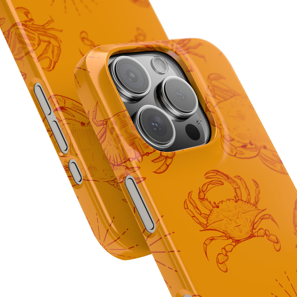 Crab Pattern Slim Phone Case — Orange Nautical Beach Vibe