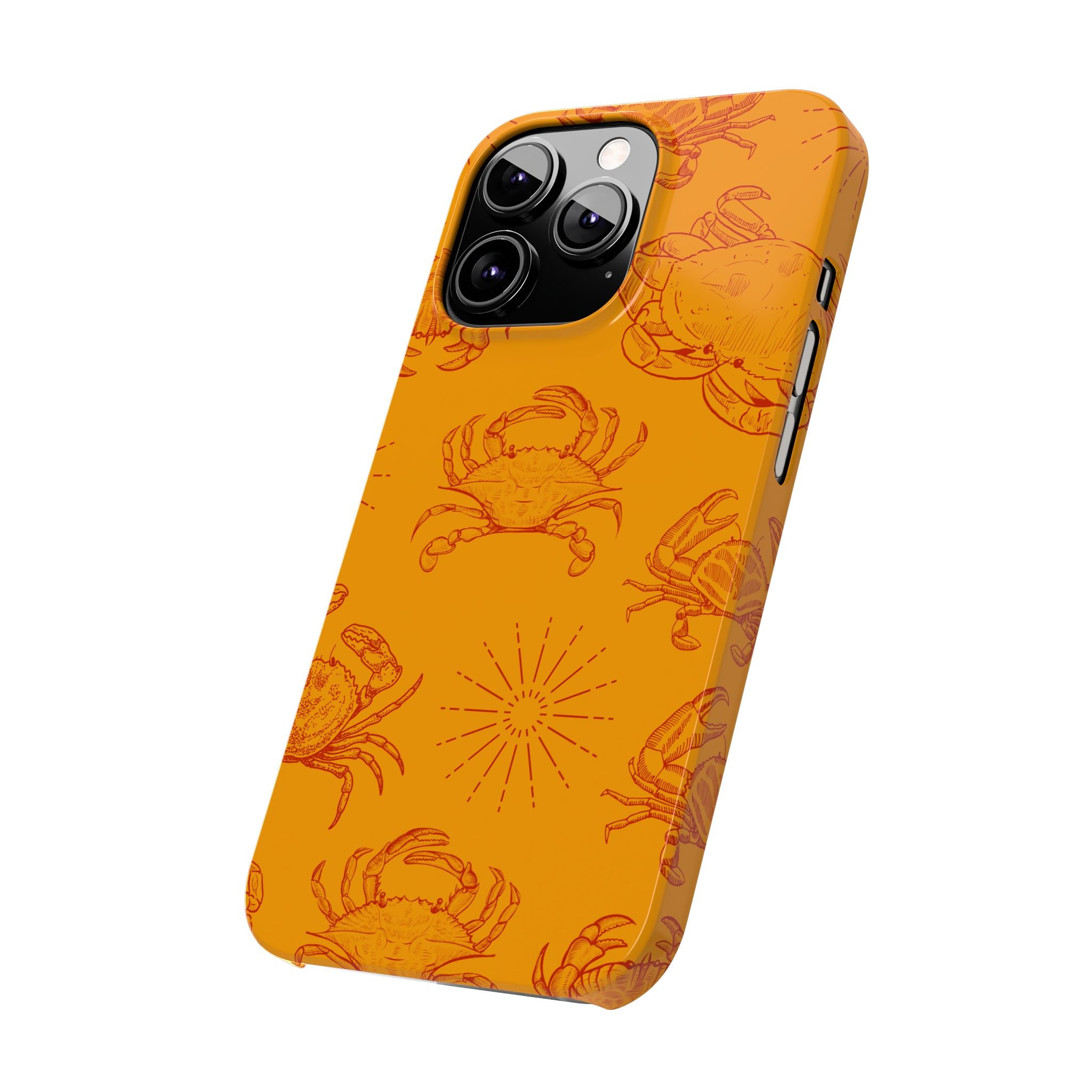 Crab Pattern Slim Phone Case — Orange Nautical Beach Vibe