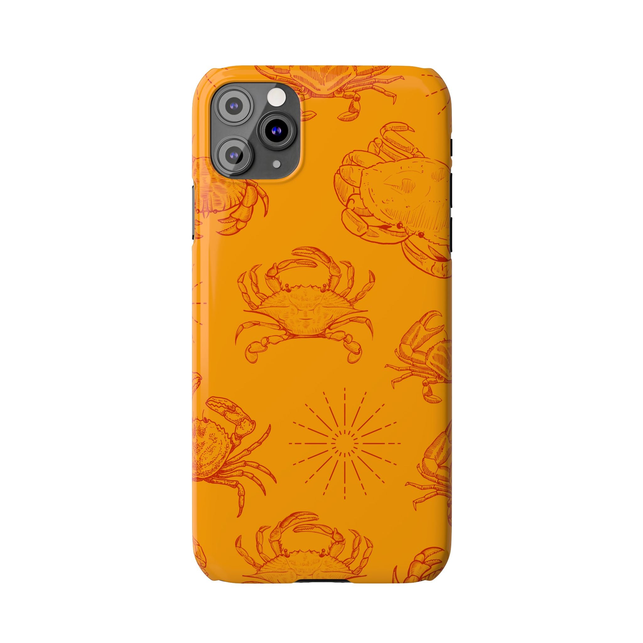 Crab Pattern Slim Phone Case — Orange Nautical Beach Vibe