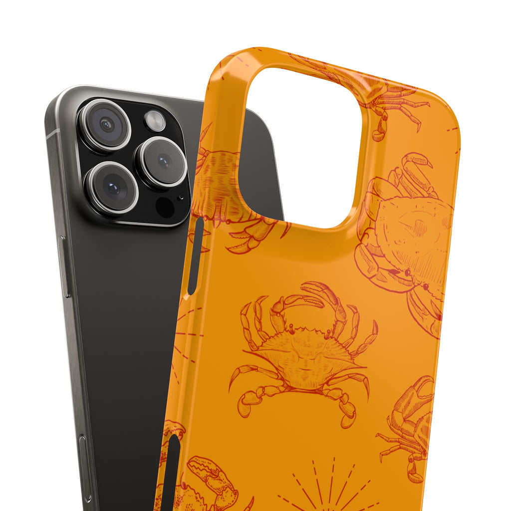 Crab Pattern Slim Phone Case — Orange Nautical Beach Vibe