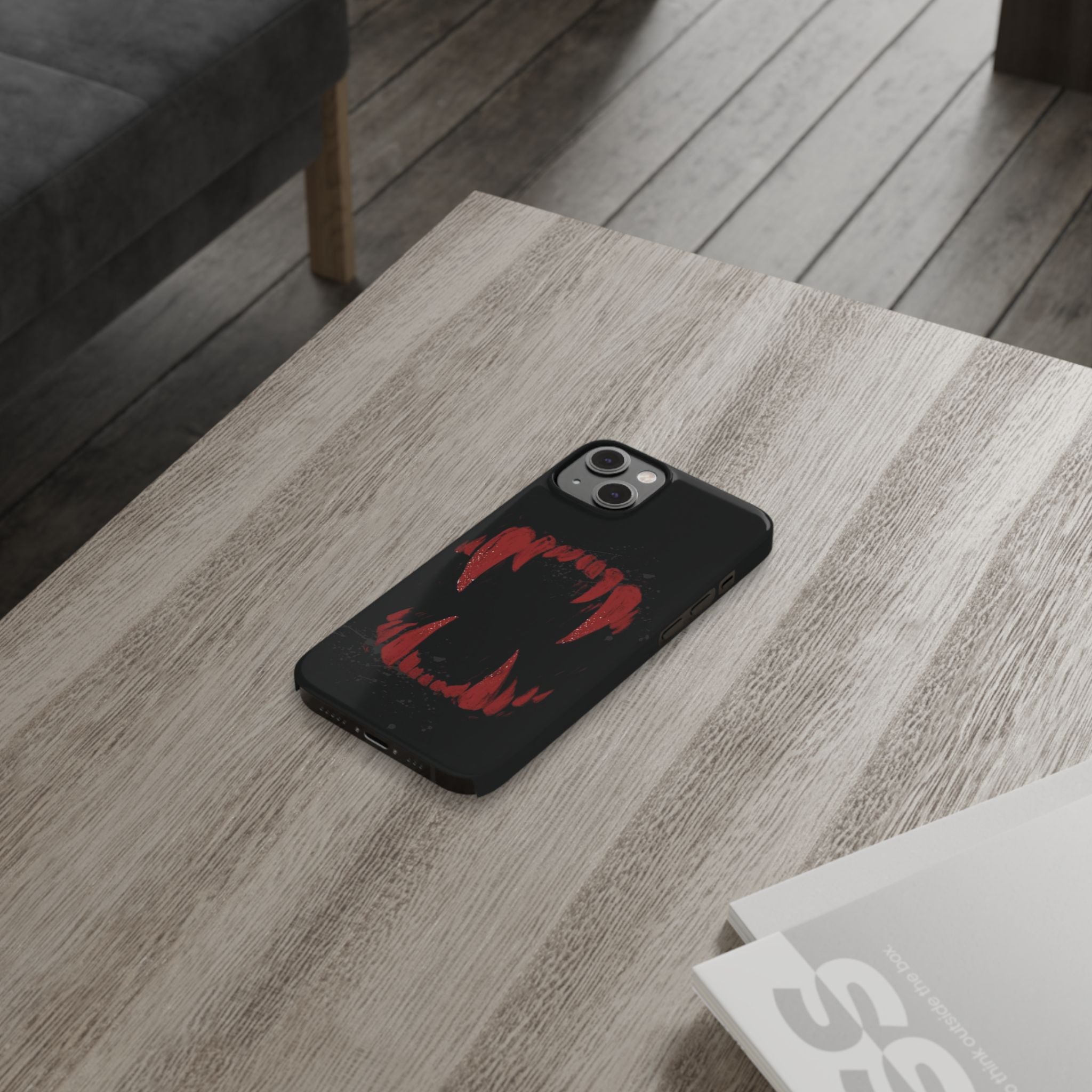 Vampire Fangs Slim Phone Case — Gothic Red Bite Design