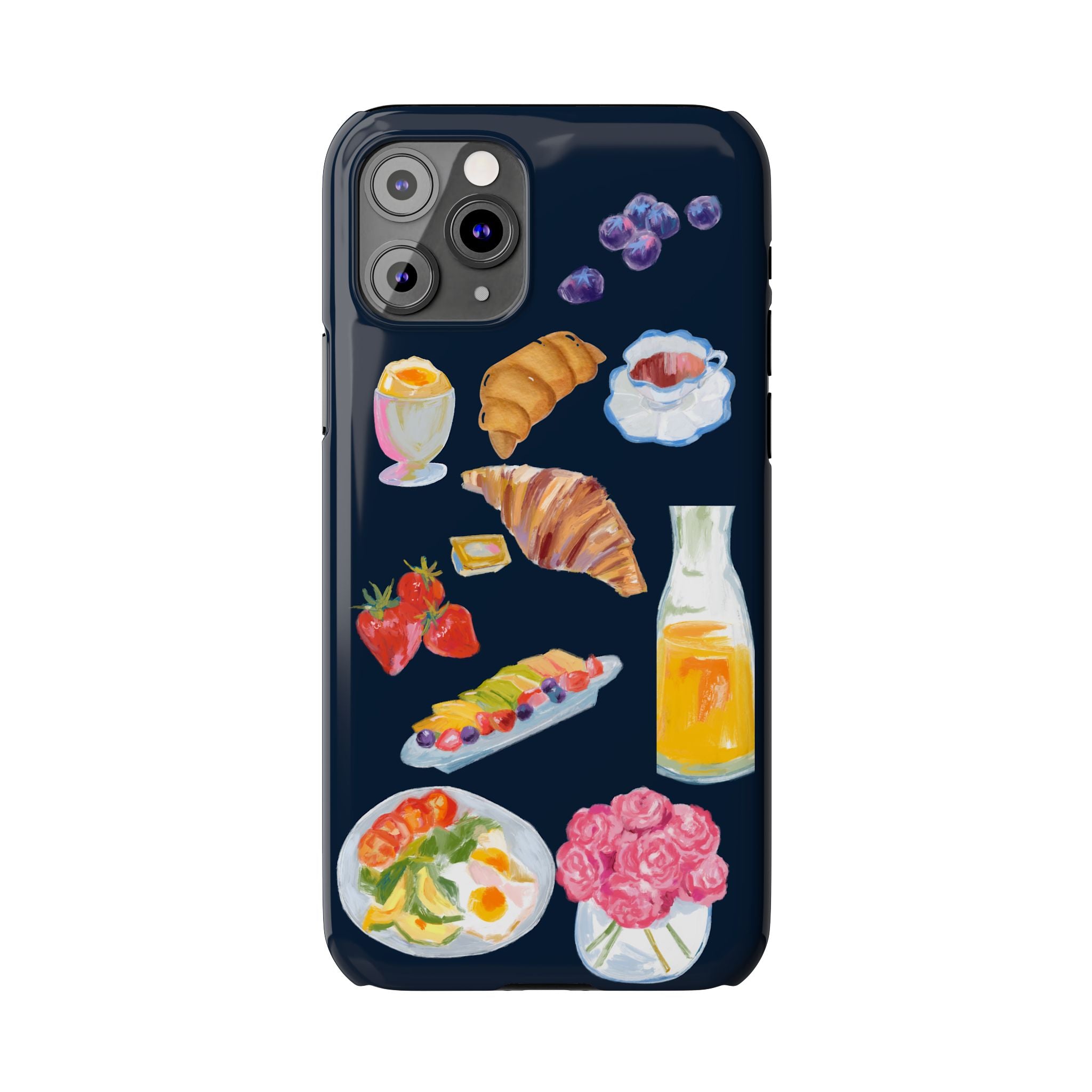 Brunch Icons Slim Phone Case — Croissant, Eggs & Juice Breakfast Design