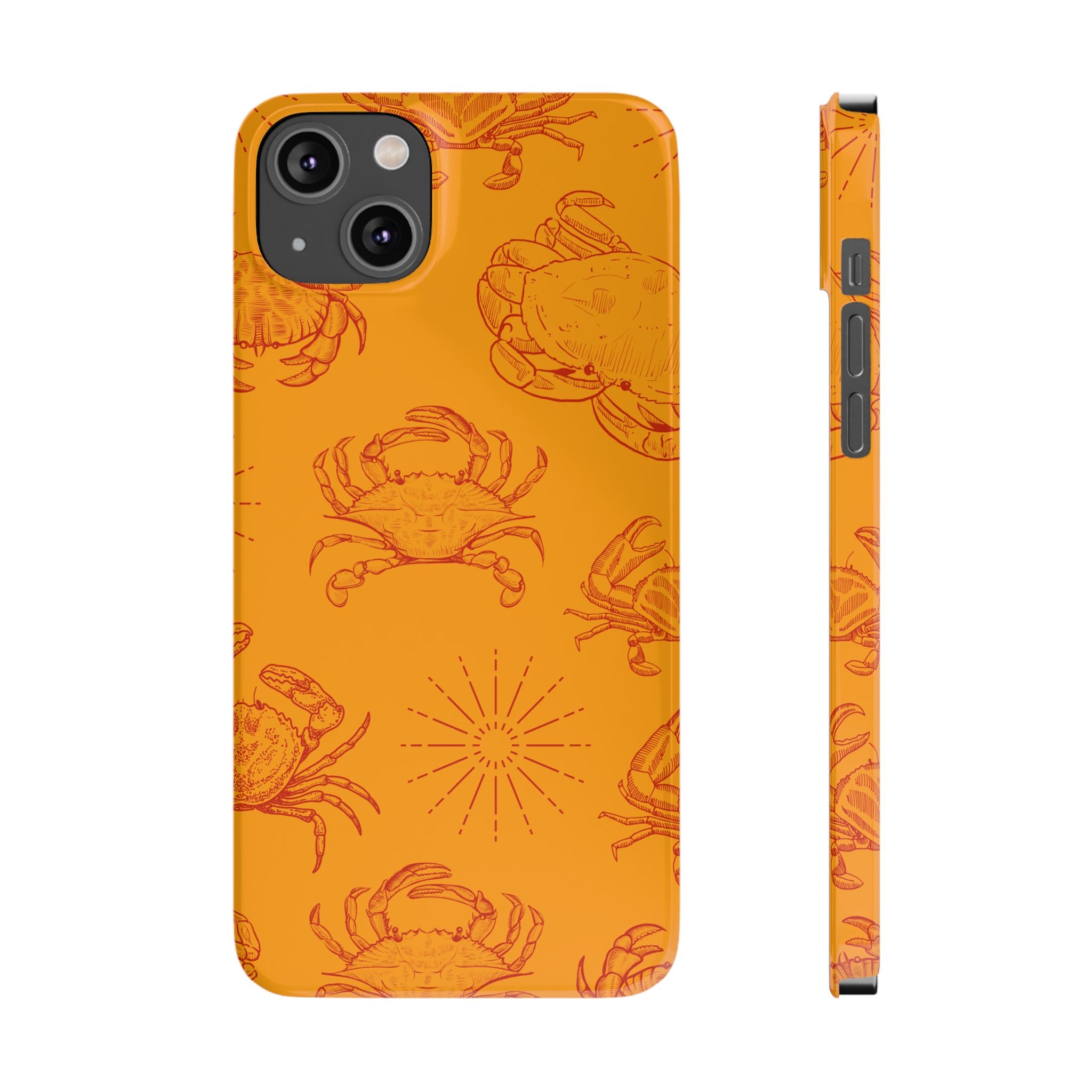 Crab Pattern Slim Phone Case — Orange Nautical Beach Vibe