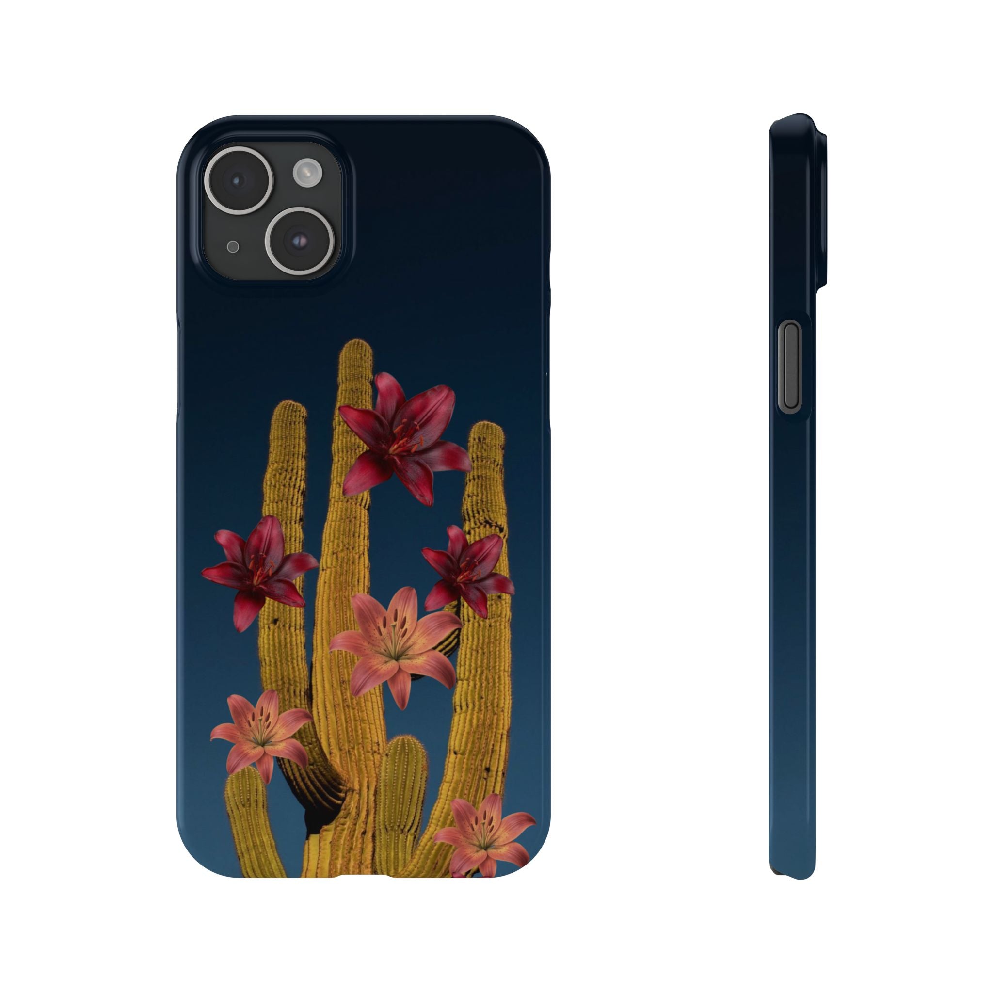 Cactus Bloom Slim Phone Case — Desert Floral Night Design