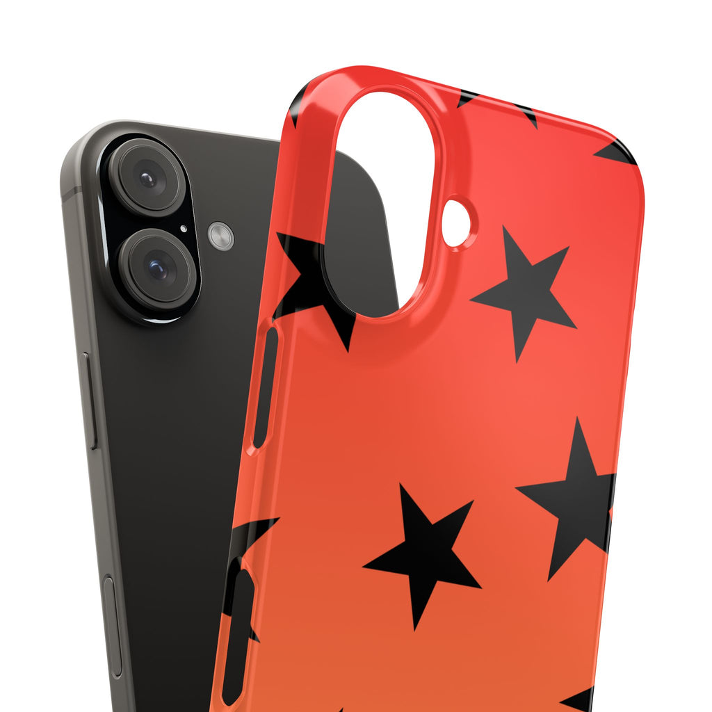 Star Pattern Slim Phone Case — Gradient Orange Red with Black Stars