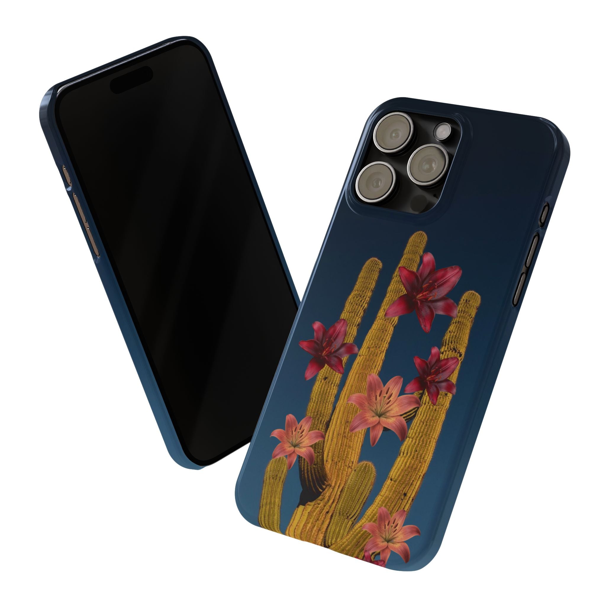Cactus Bloom Slim Phone Case — Desert Floral Night Design
