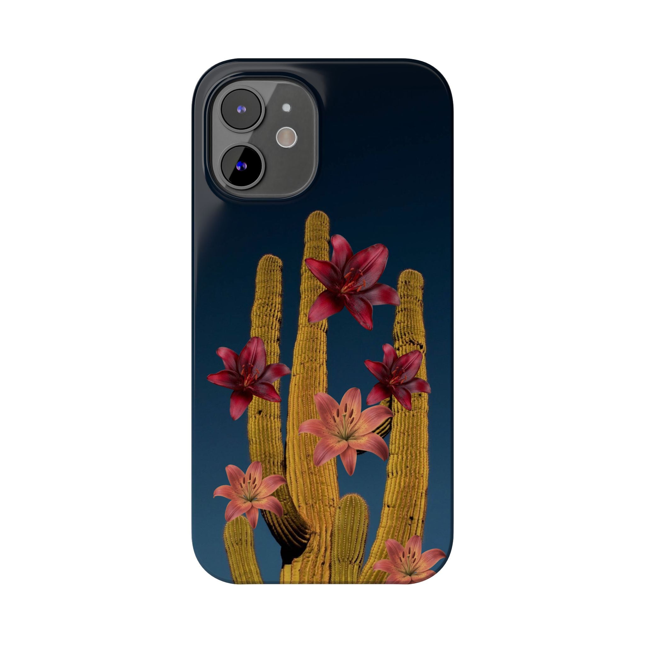 Cactus Bloom Slim Phone Case — Desert Floral Night Design