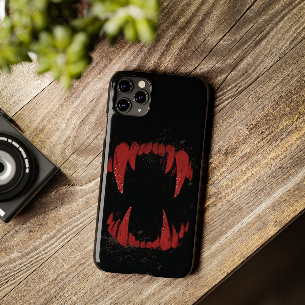 Vampire Fangs Slim Phone Case — Gothic Red Bite Design
