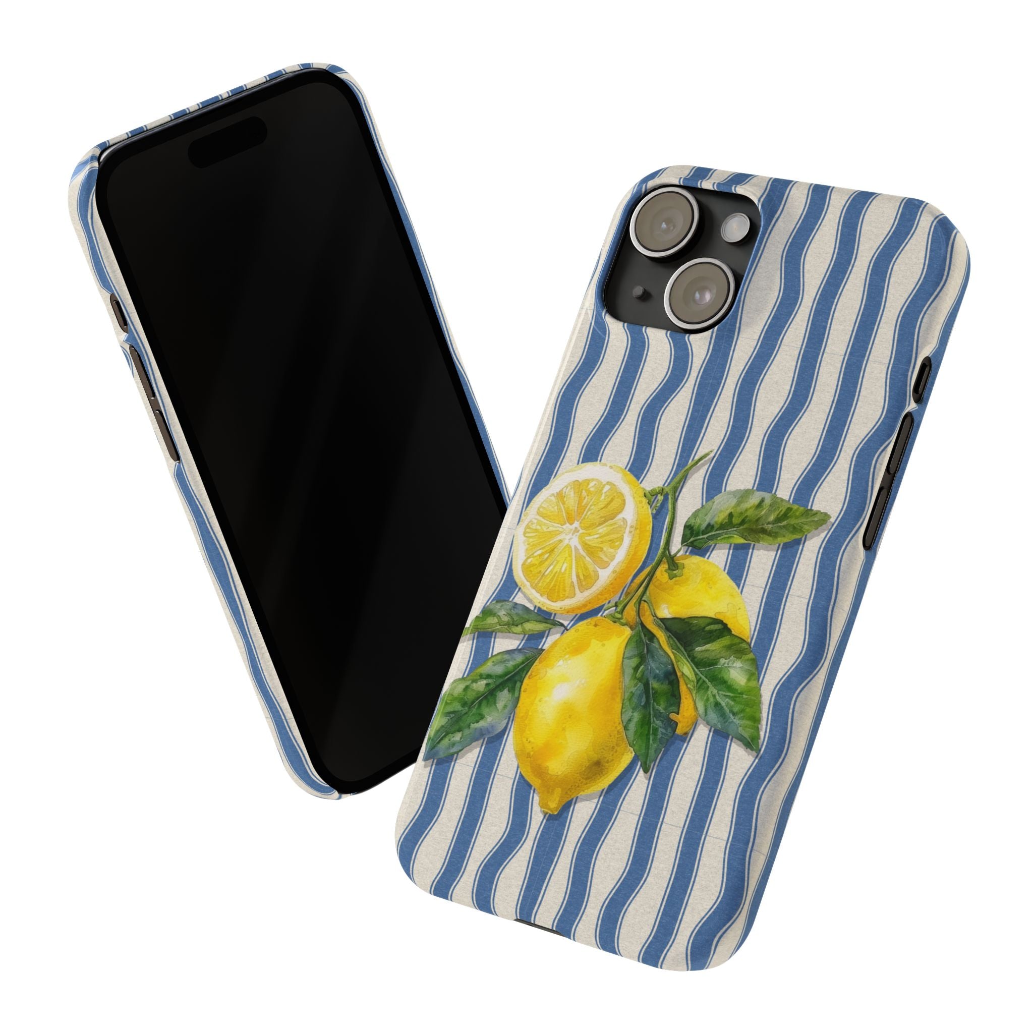 Lemon Stripe Slim Phone Case – Hand-Painted Citrus Design