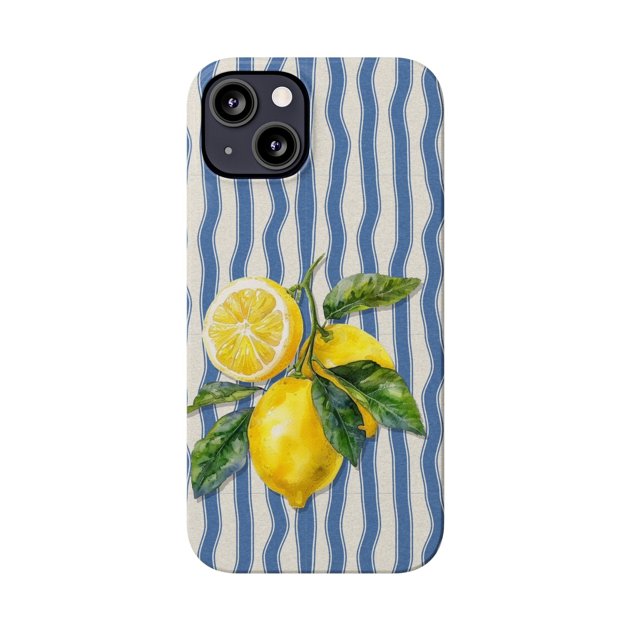 Lemon Stripe Slim Phone Case – Hand-Painted Citrus Design