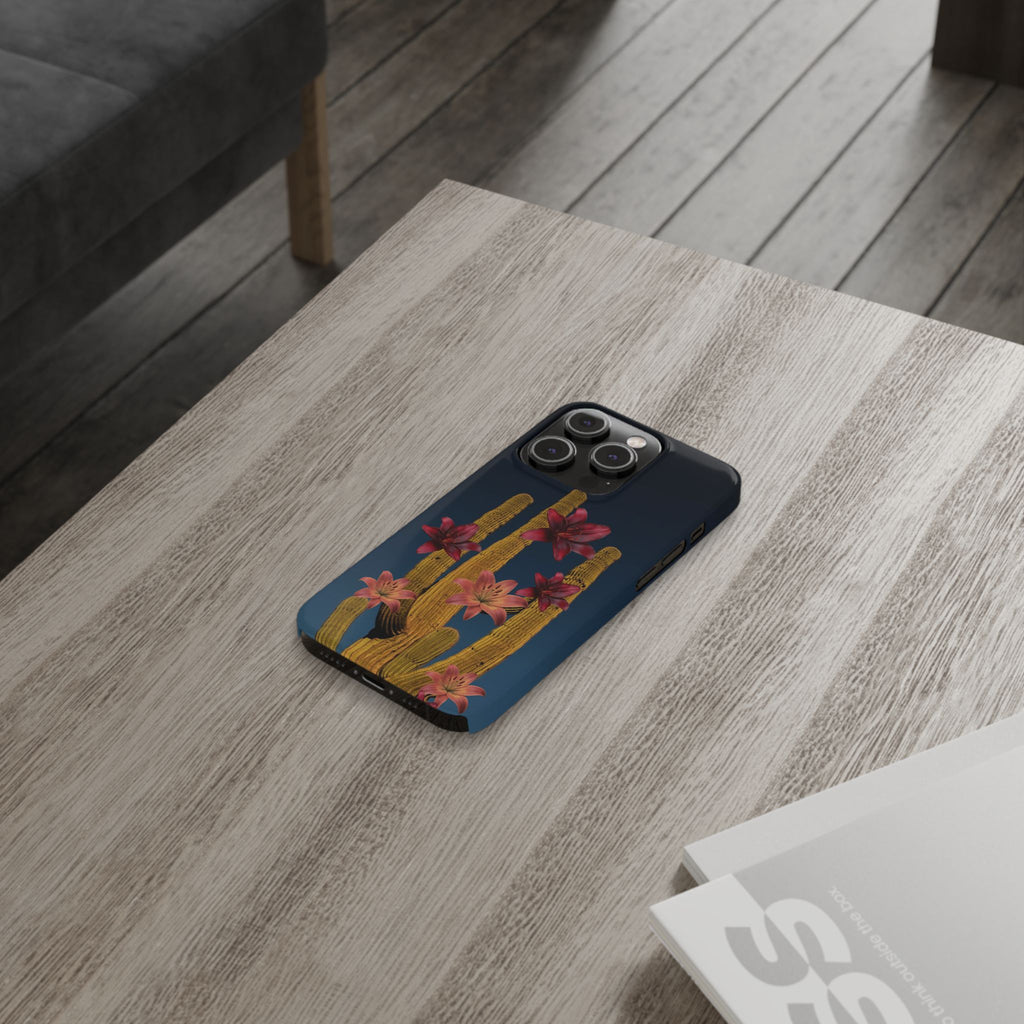 Cactus Bloom Slim Phone Case — Desert Floral Night Design