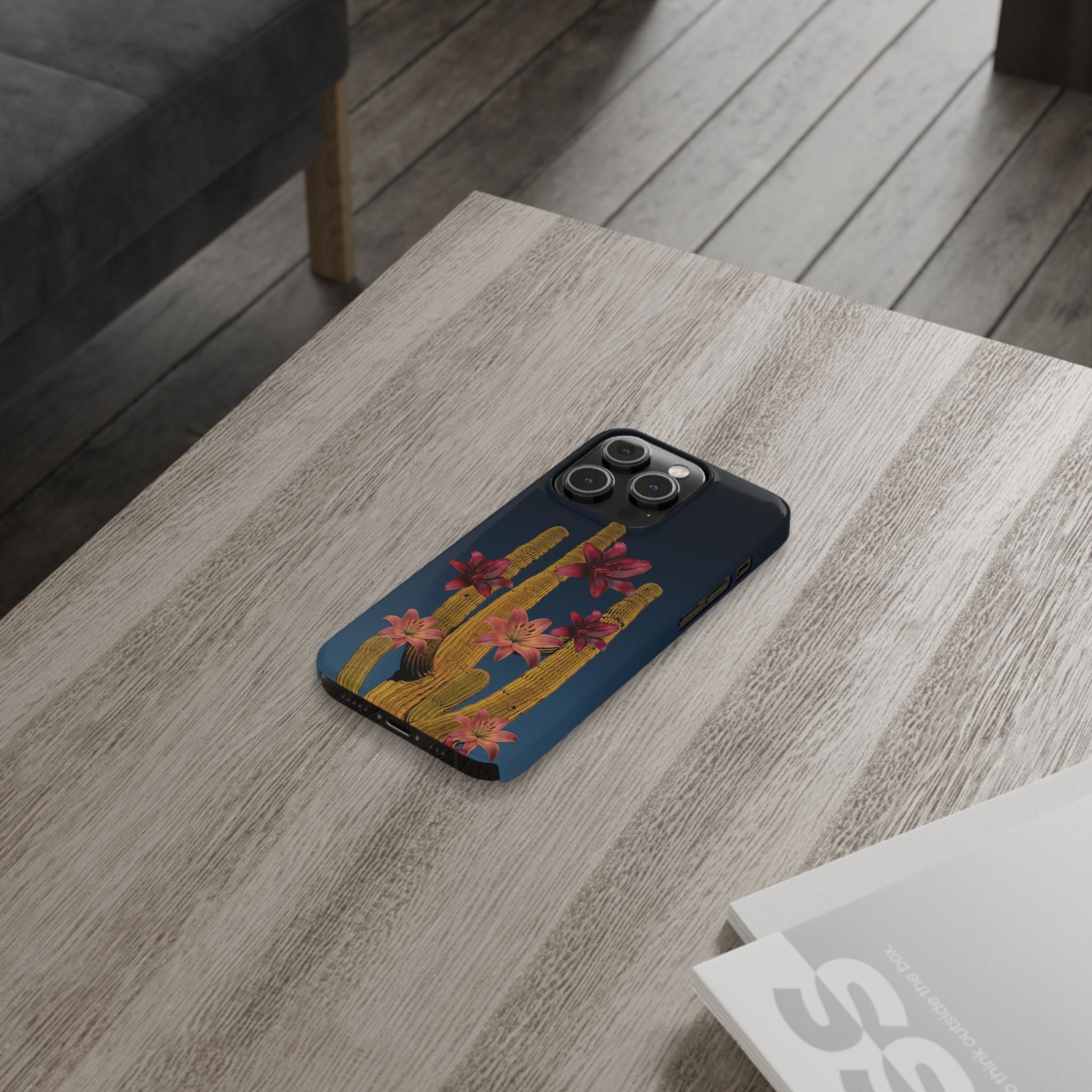 Cactus Bloom Slim Phone Case — Desert Floral Night Design