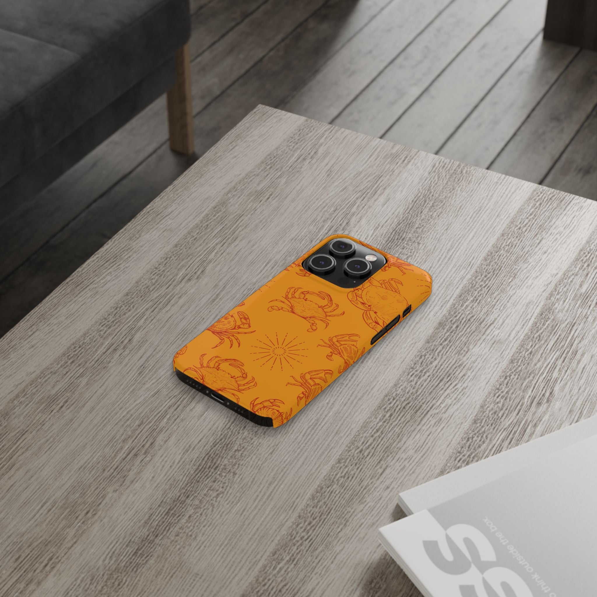 Crab Pattern Slim Phone Case — Orange Nautical Beach Vibe