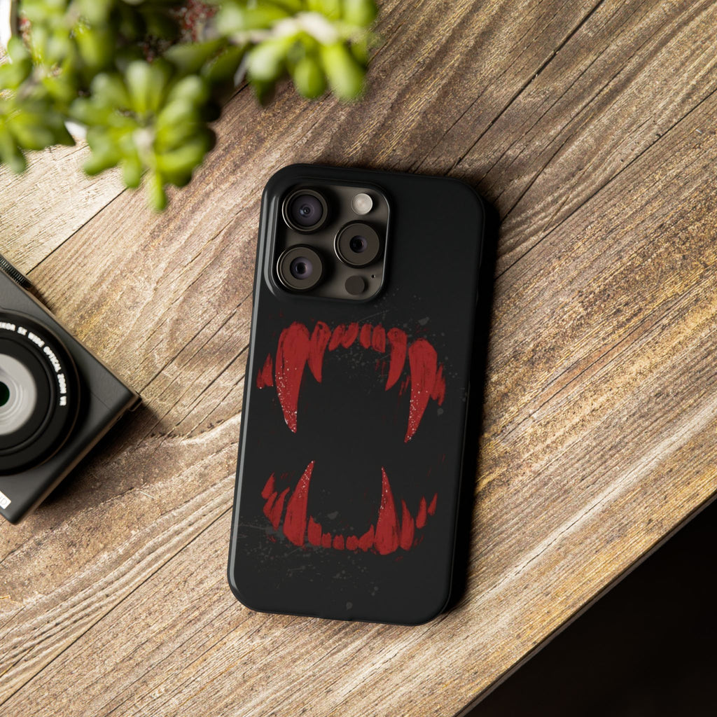 Vampire Fangs Slim Phone Case — Gothic Red Bite Design