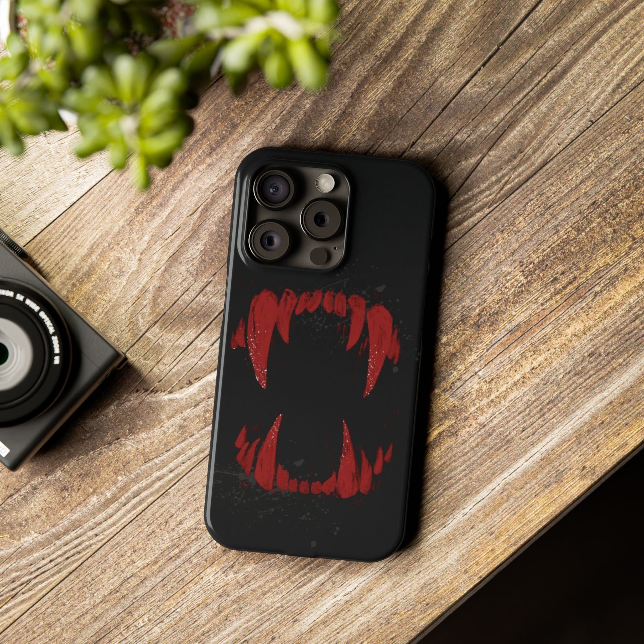 Vampire Fangs Slim Phone Case — Gothic Red Bite Design