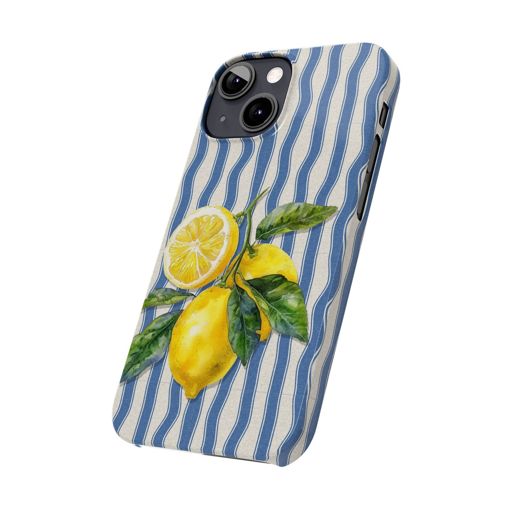 Lemon Stripe Slim Phone Case – Hand-Painted Citrus Design